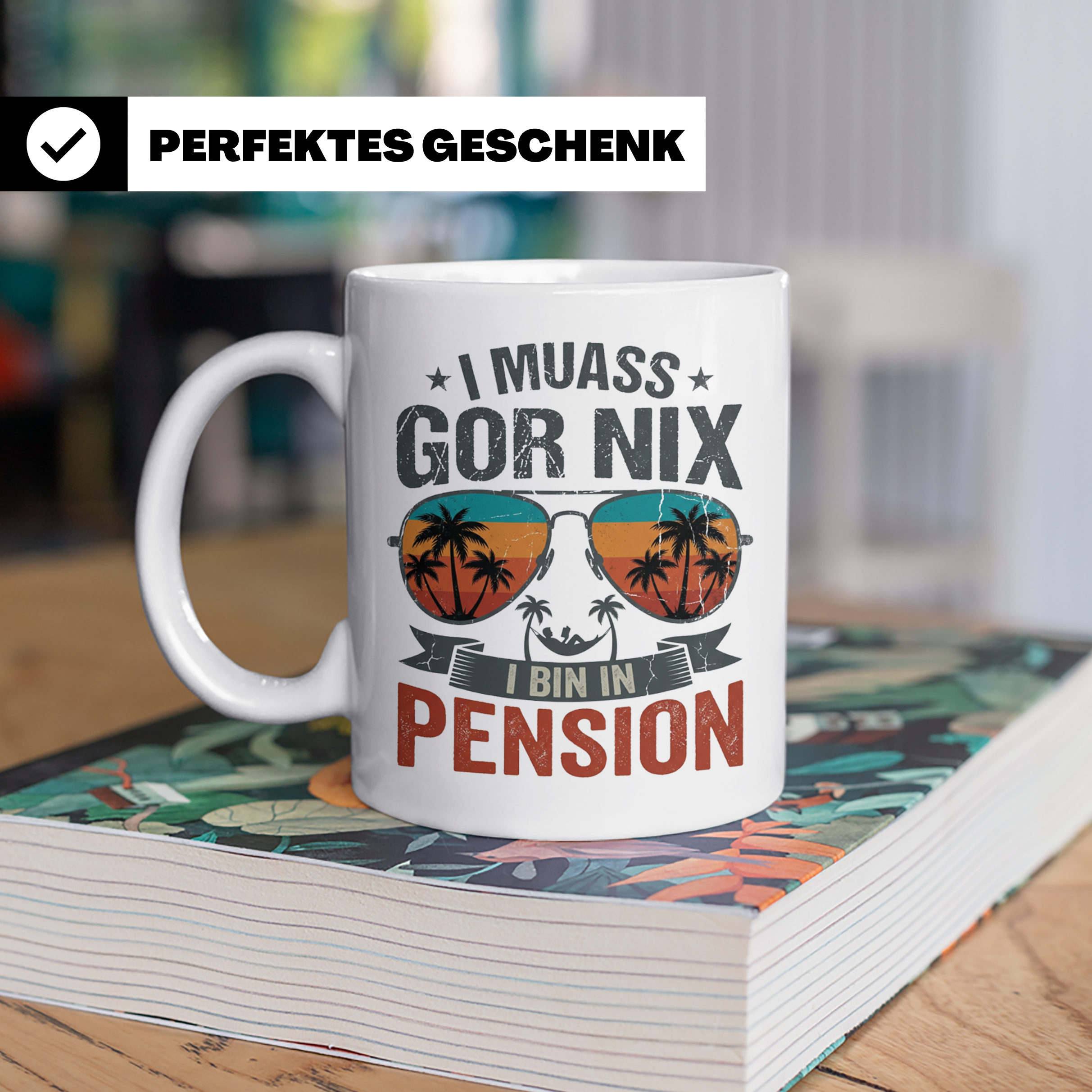 Rentner Tasse I muass gor nix i bin in Pension lustiger Spru – Weiß [farbe:weiß]