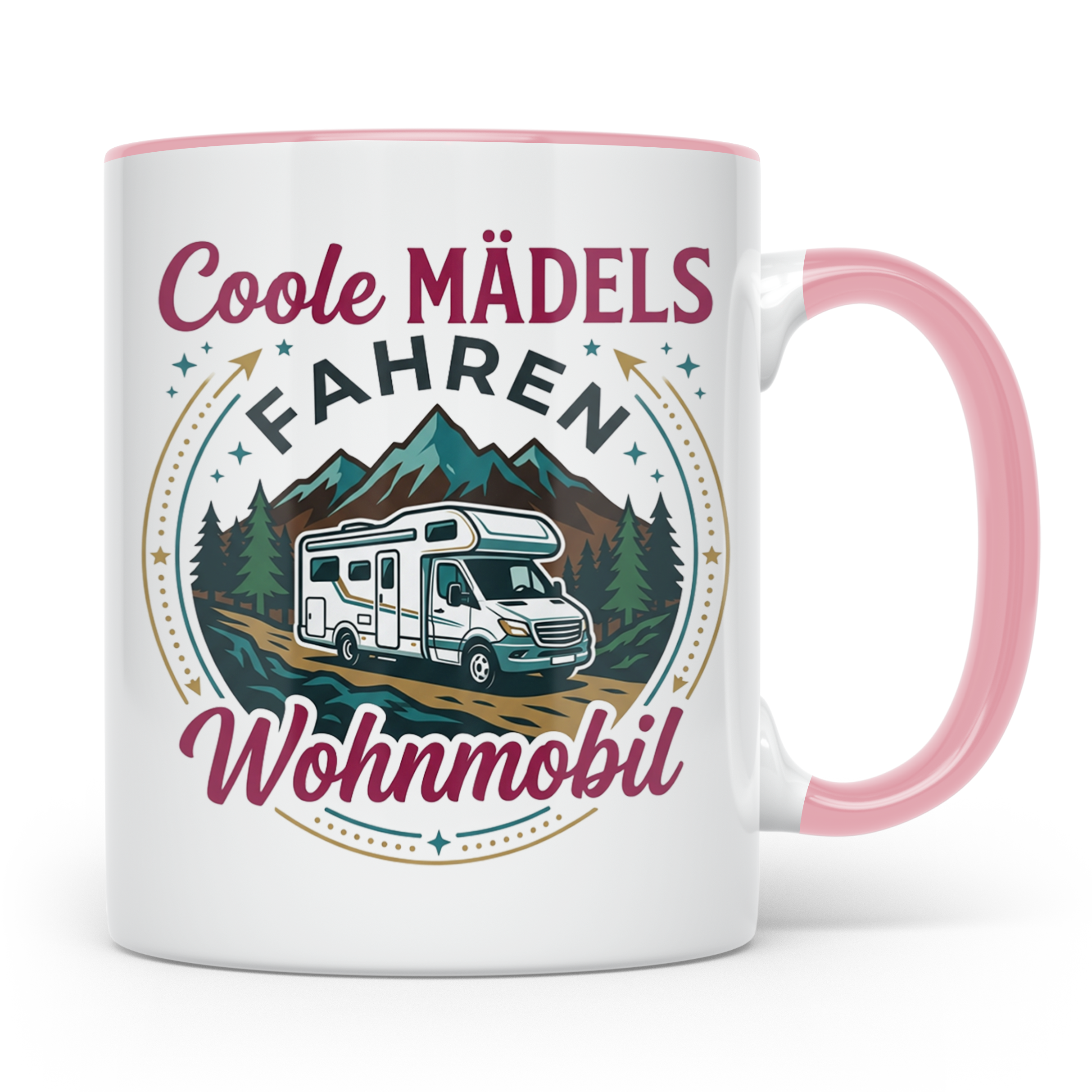 Wohnmobil Tasse für Frauen mit Spruch Coole Mädels fahren Wo – Rosa [farbe:rosa]