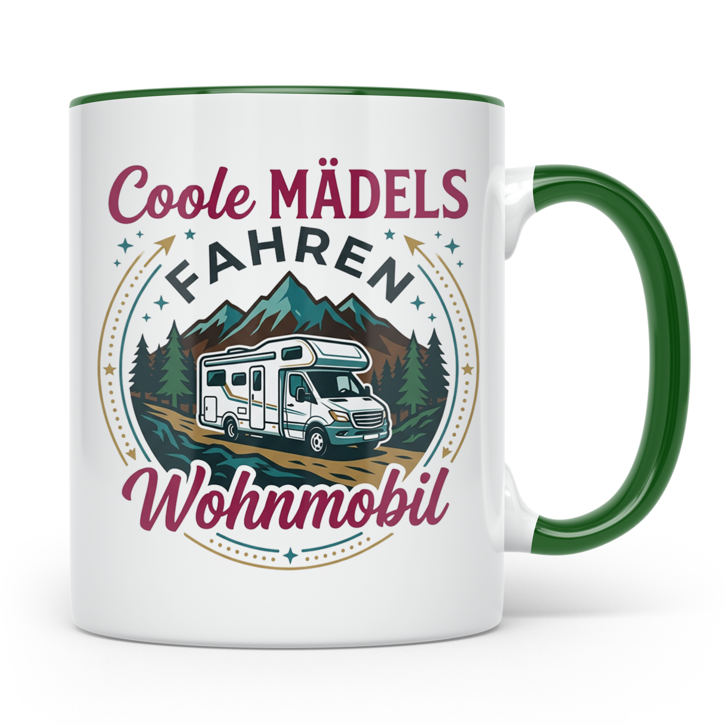 Wohnmobil Tasse für Frauen mit Spruch Coole Mädels fahren Wo – Grün [farbe:grün]