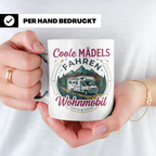 Wohnmobil Tasse für Frauen mit Spruch Coole Mädels fahren Wo – Weiß [farbe:weiß]