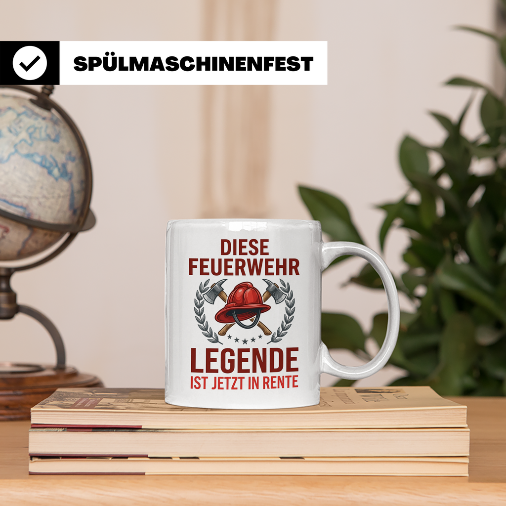 Feuerwehr Rente Tasse Diese Legende ist in Rente Geschenk Fe – Weiß [farbe:weiß]