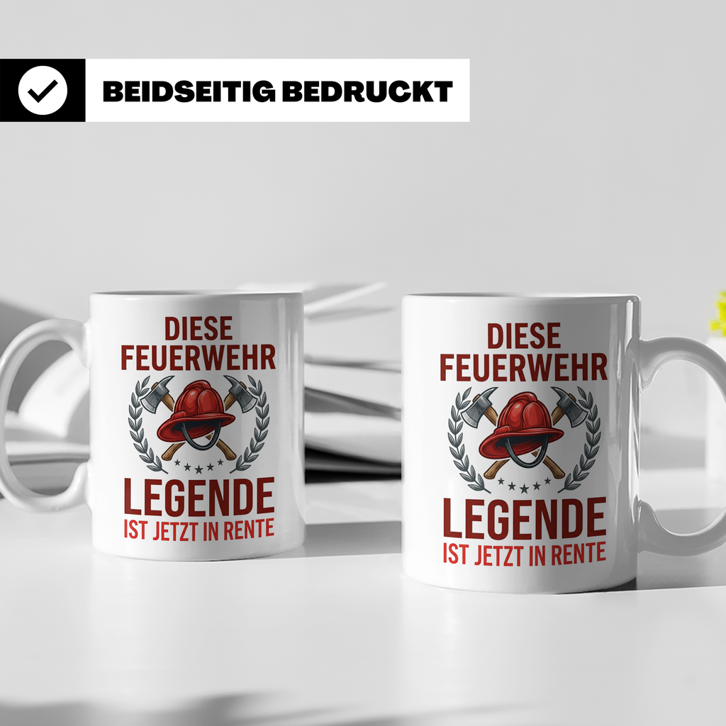 Feuerwehr Rente Tasse Diese Legende ist in Rente Geschenk Fe – Weiß [farbe:weiß]