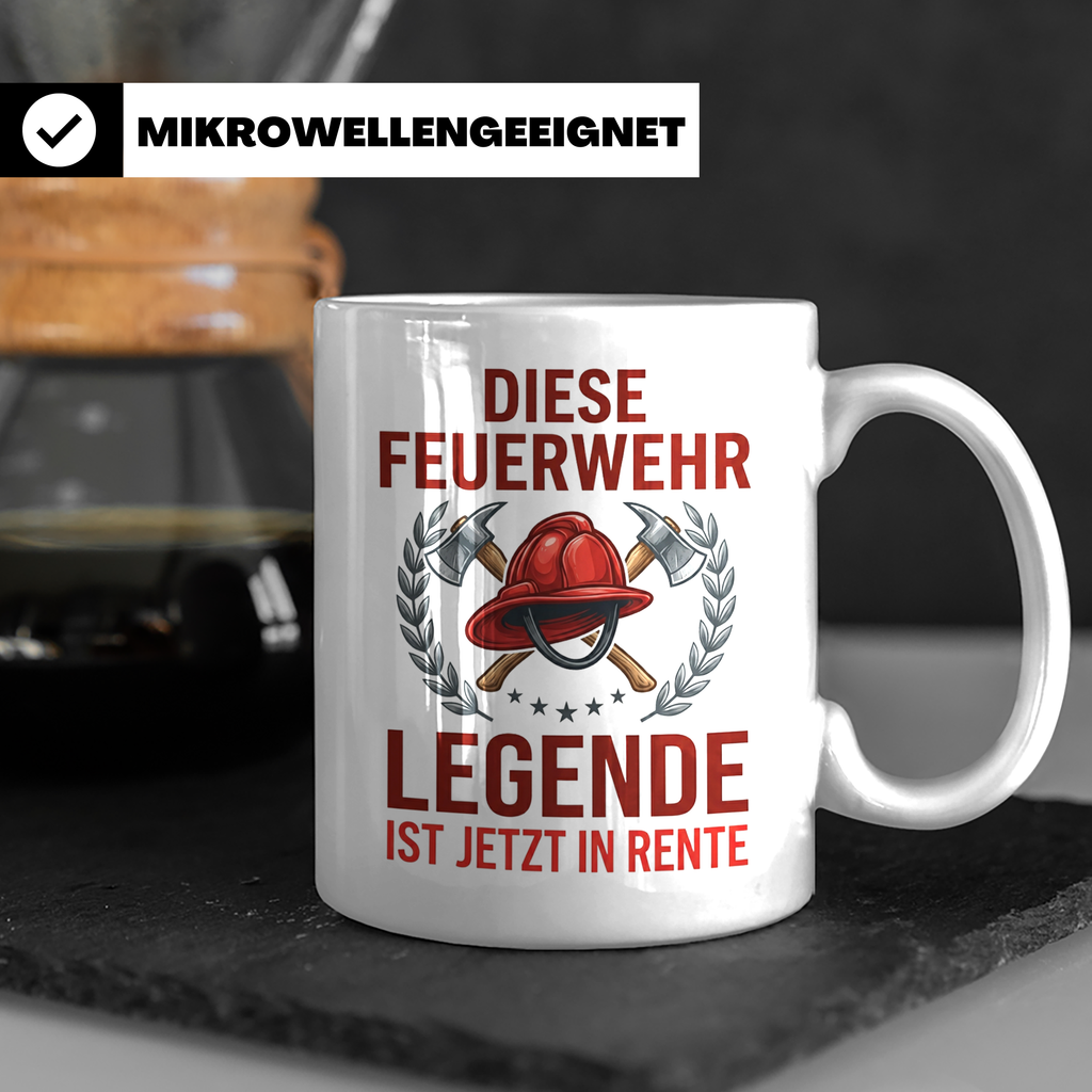 Feuerwehr Rente Tasse Diese Legende ist in Rente Geschenk Fe – Weiß [farbe:weiß]