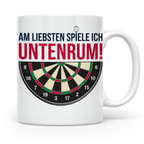 Dart Tasse mit Spruch Untenrum Spielen, lustiges Darts Zubeh – Weiß [farbe:weiß]