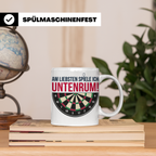 Dart Tasse mit Spruch Untenrum Spielen, lustiges Darts Zubeh – Weiß [farbe:weiß]