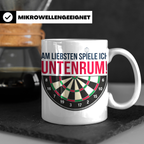 Dart Tasse mit Spruch Untenrum Spielen, lustiges Darts Zubeh – Weiß [farbe:weiß]