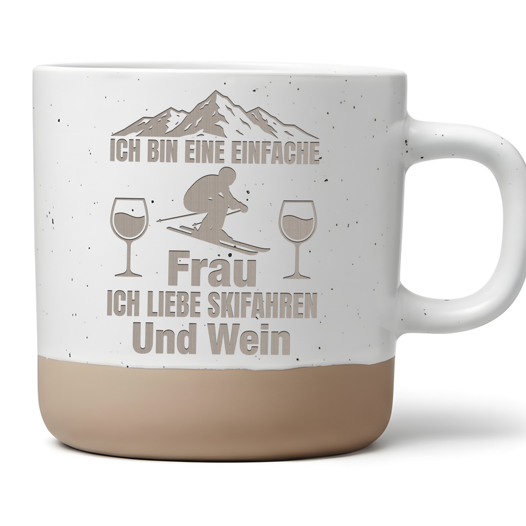 Tasse Ich bin eine einfache Frau Skifahren und Wein Geschenk Skifahrer – Bild 1