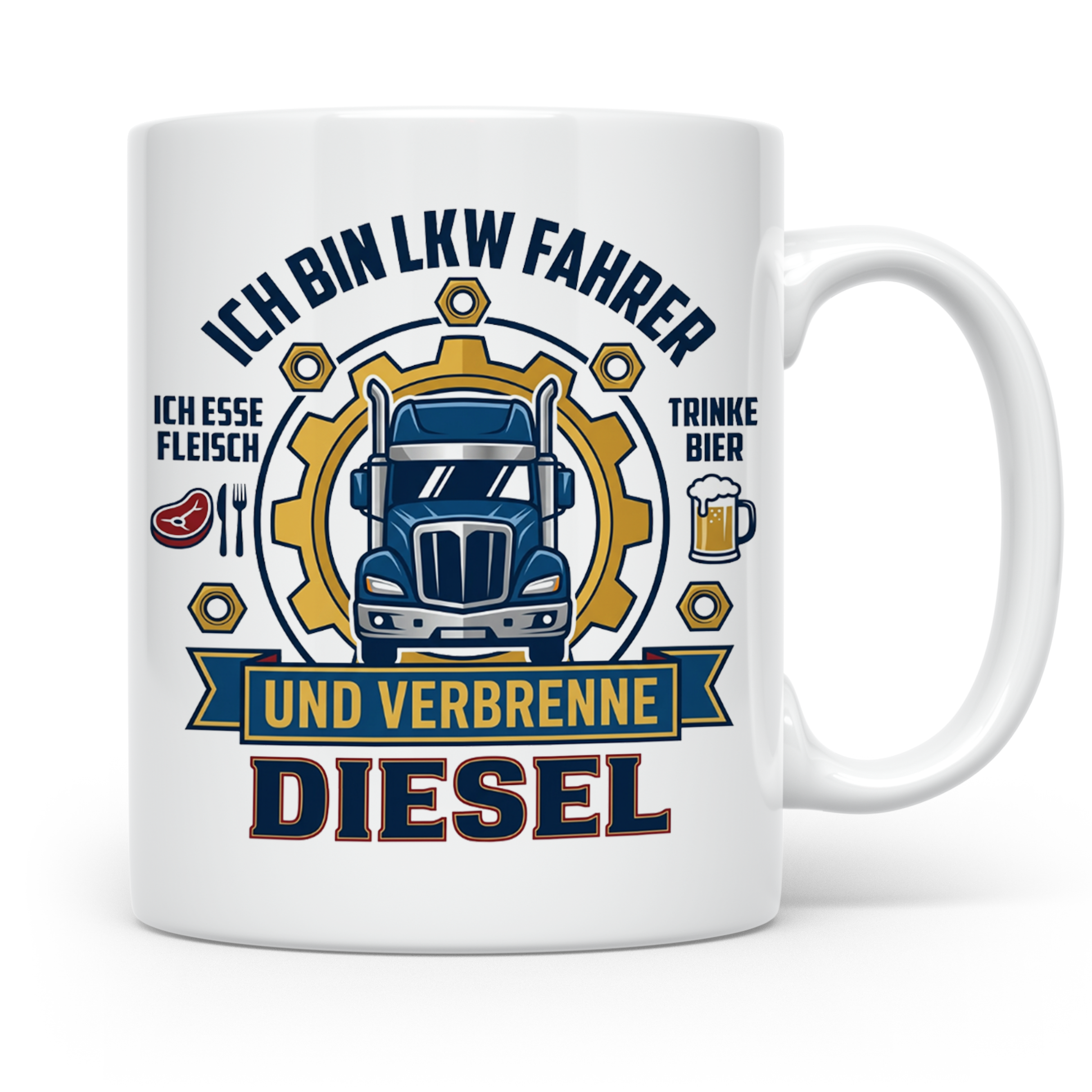 LKW Fahrer Tasse Geschenk für Trucker, Berufskraftfahrer mit – Weiß [farbe:weiß]