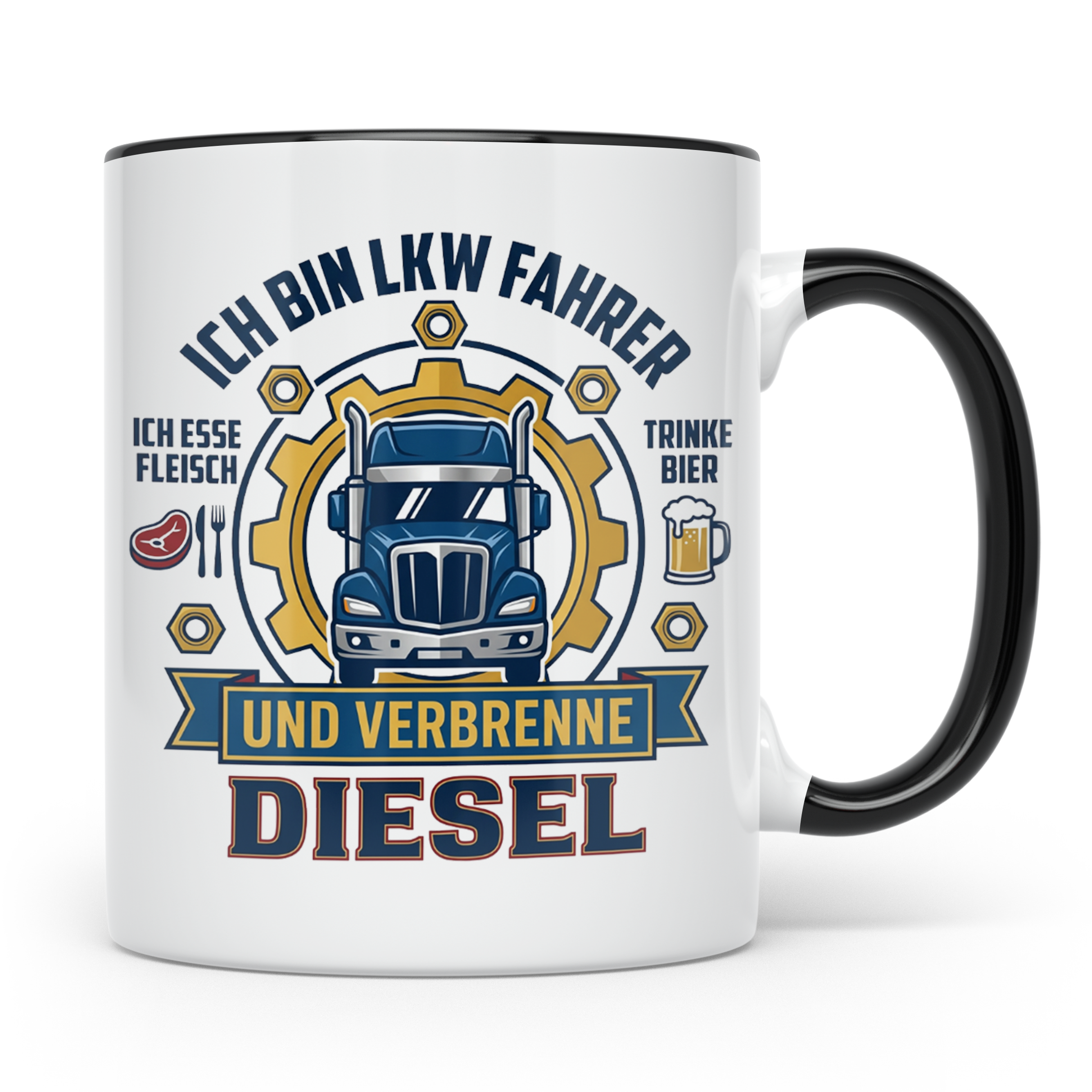 LKW Fahrer Tasse Geschenk für Trucker, Berufskraftfahrer mit – Schwarz [farbe:schwarz]
