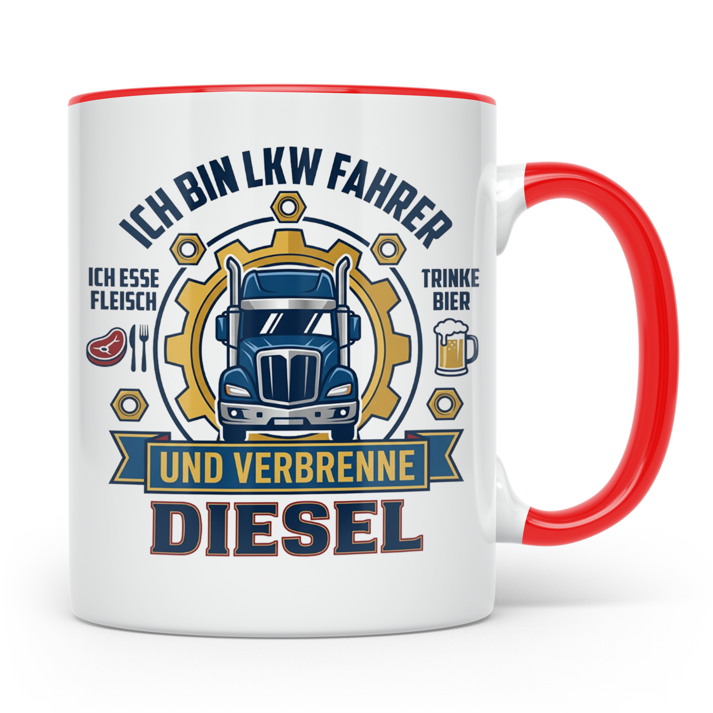 LKW Fahrer Tasse Geschenk für Trucker, Berufskraftfahrer mit – Rot [farbe:rot]