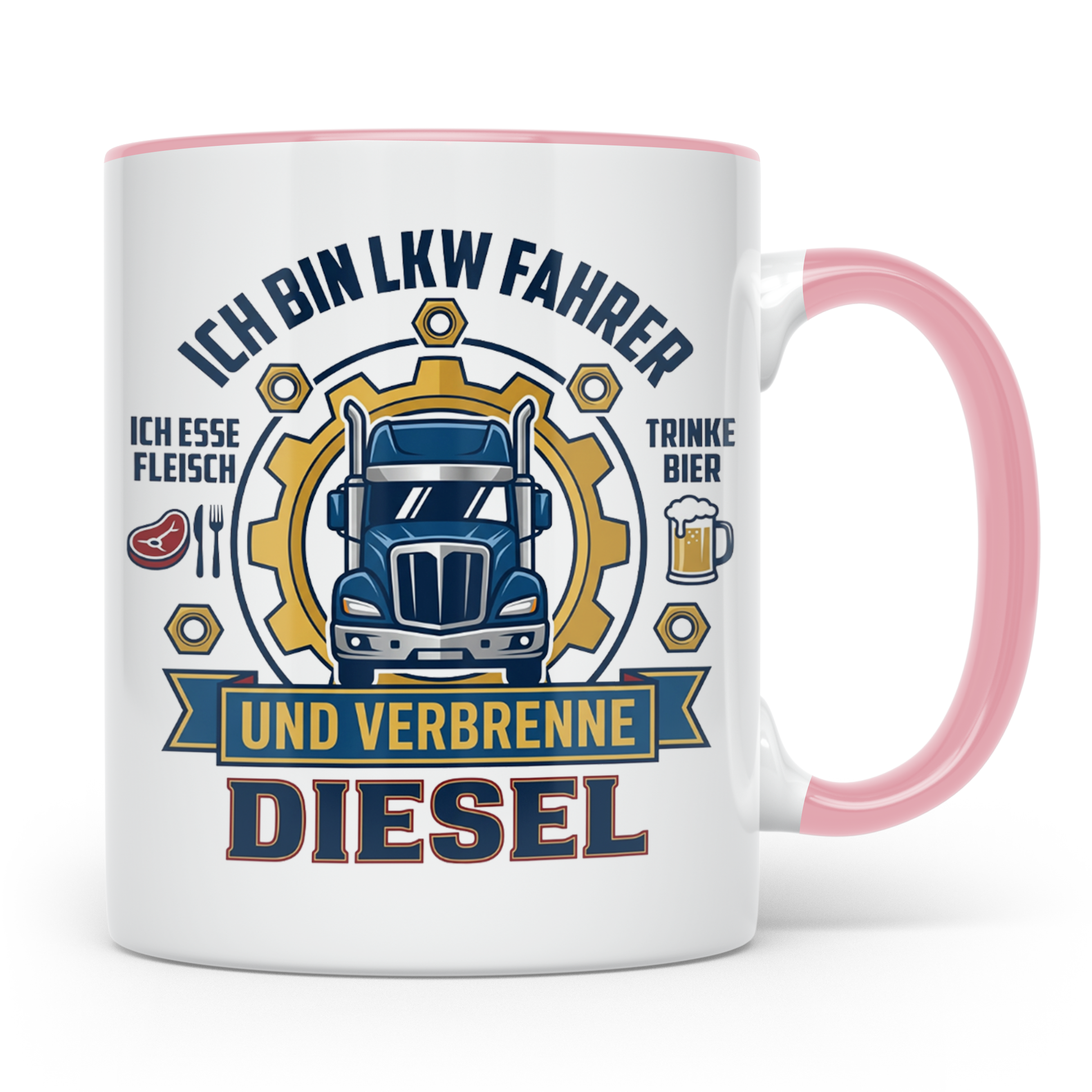 LKW Fahrer Tasse Geschenk für Trucker, Berufskraftfahrer mit – Rosa [farbe:rosa]