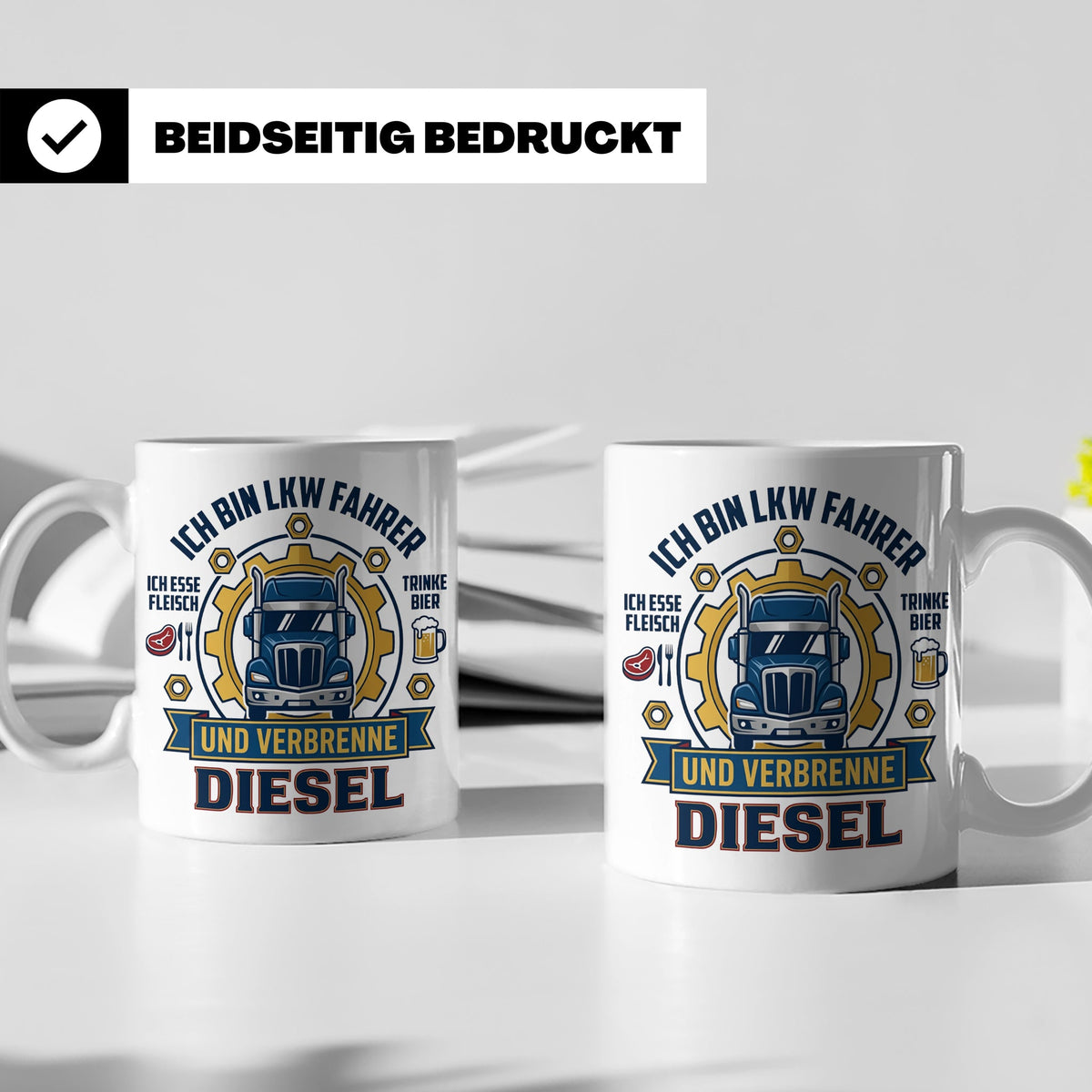 LKW Fahrer Tasse Geschenk für Trucker, Berufskraftfahrer mit – Weiß [farbe:weiß]