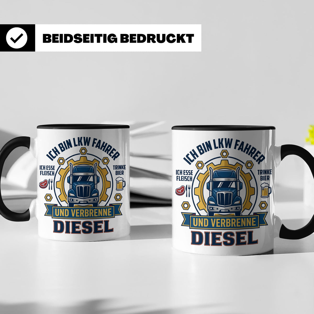 LKW Fahrer Tasse Geschenk für Trucker, Berufskraftfahrer mit – Schwarz [farbe:schwarz]