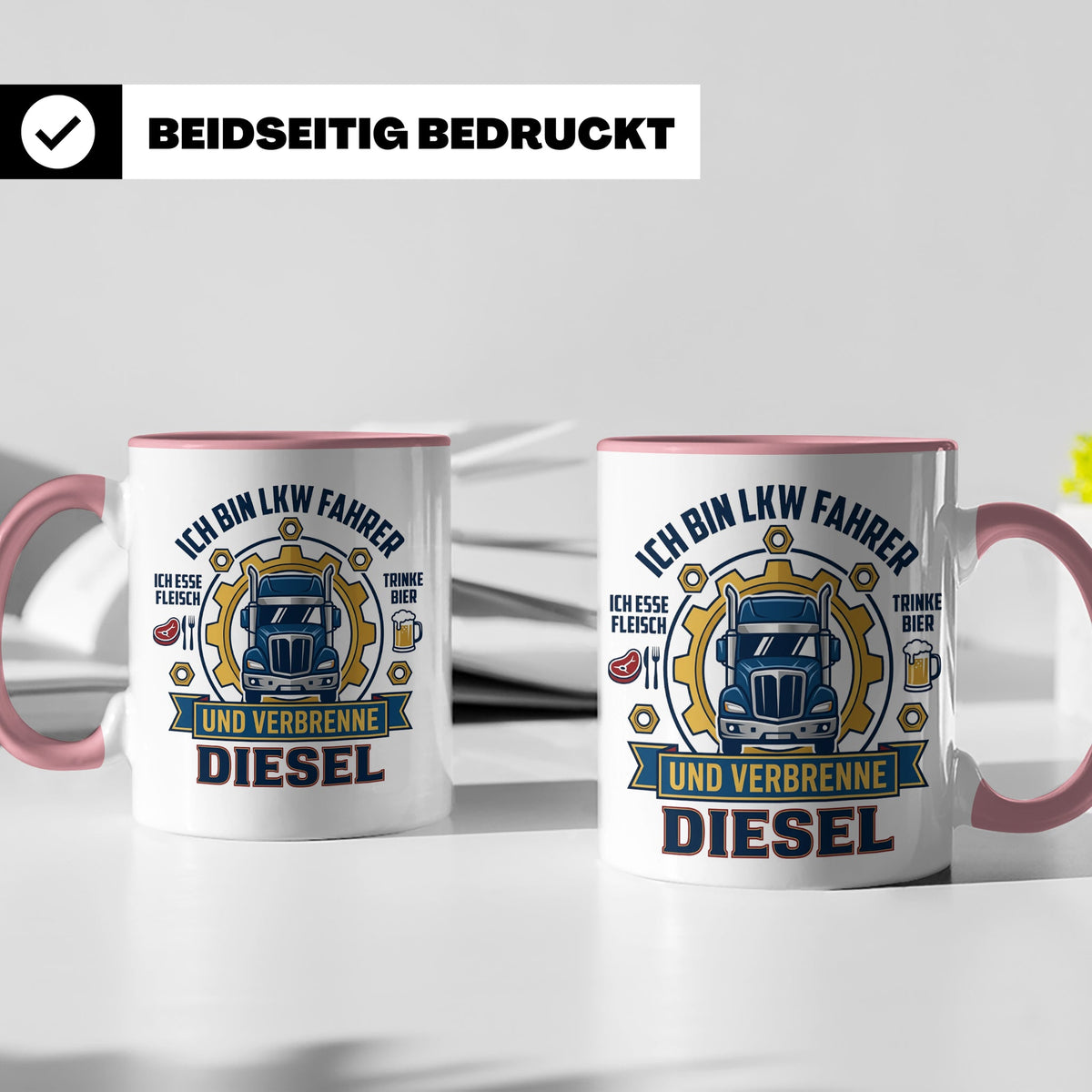 LKW Fahrer Tasse Geschenk für Trucker, Berufskraftfahrer mit – Rosa [farbe:rosa]