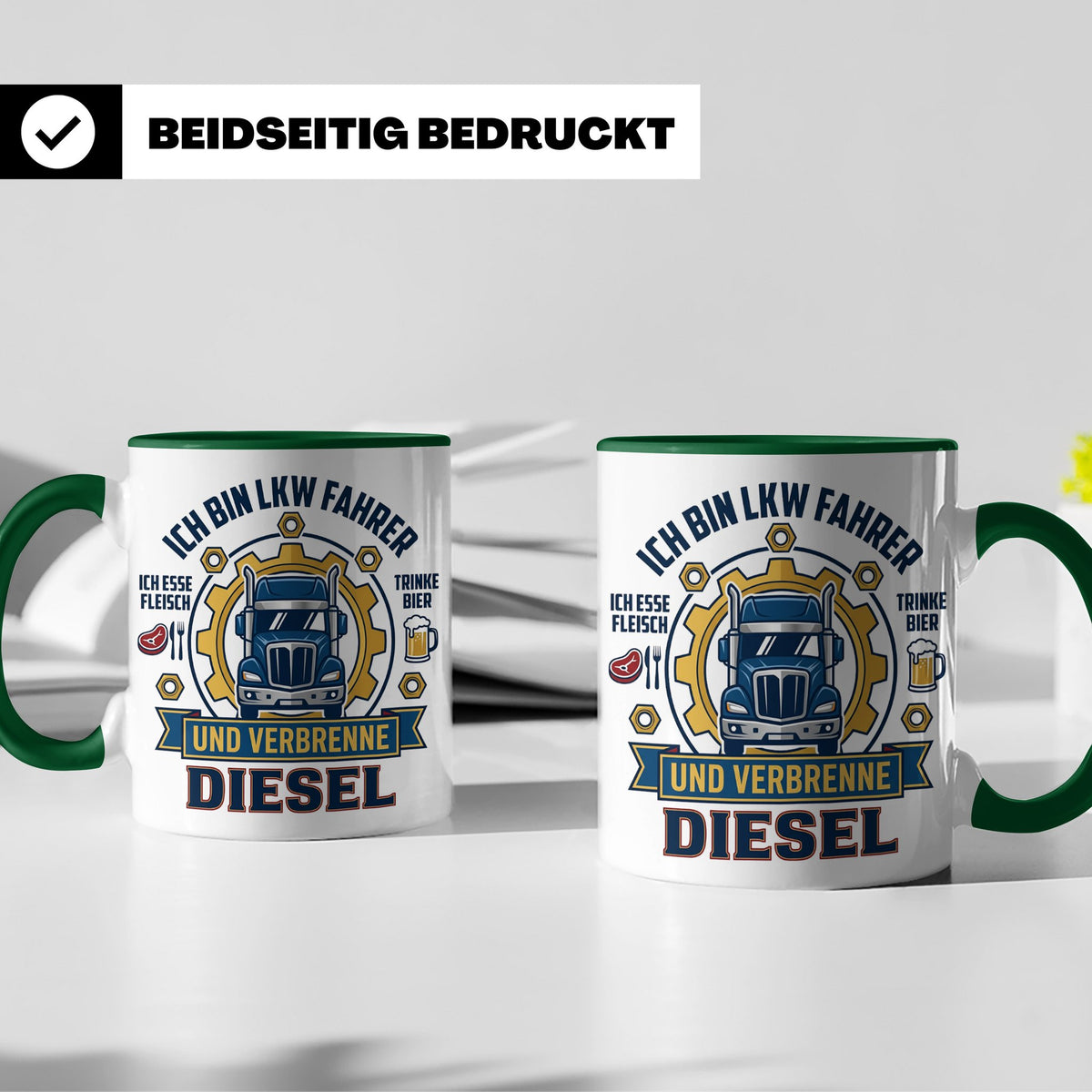 LKW Fahrer Tasse Geschenk für Trucker, Berufskraftfahrer mit – Grün [farbe:grün]