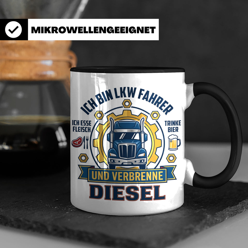 LKW Fahrer Tasse Geschenk für Trucker, Berufskraftfahrer mit – Schwarz [farbe:schwarz]