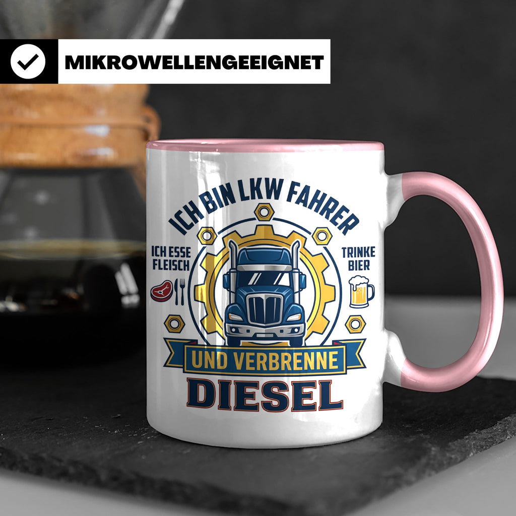 LKW Fahrer Tasse Geschenk für Trucker, Berufskraftfahrer mit – Rosa [farbe:rosa]