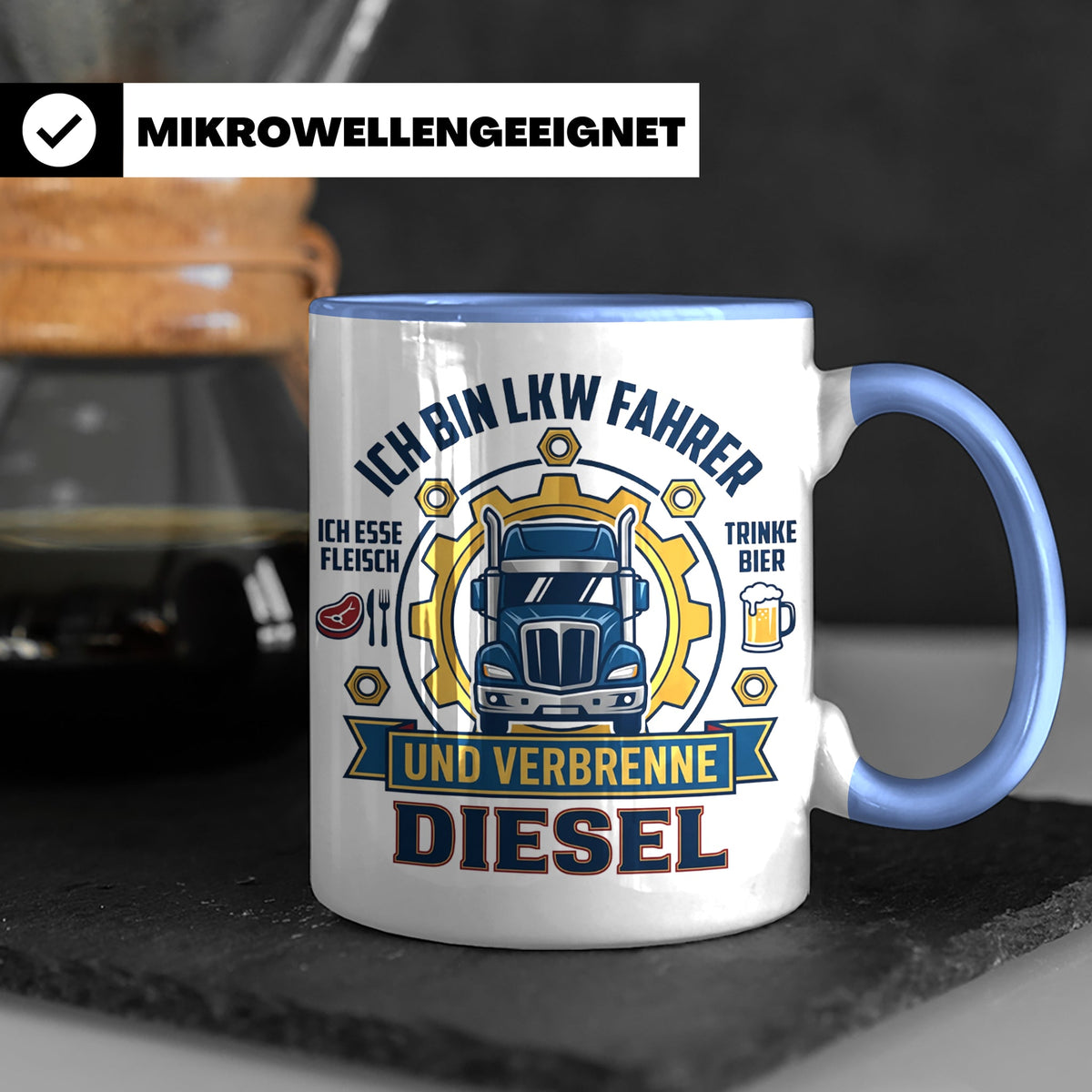 LKW Fahrer Tasse Geschenk für Trucker, Berufskraftfahrer mit – Blau [farbe:blau]