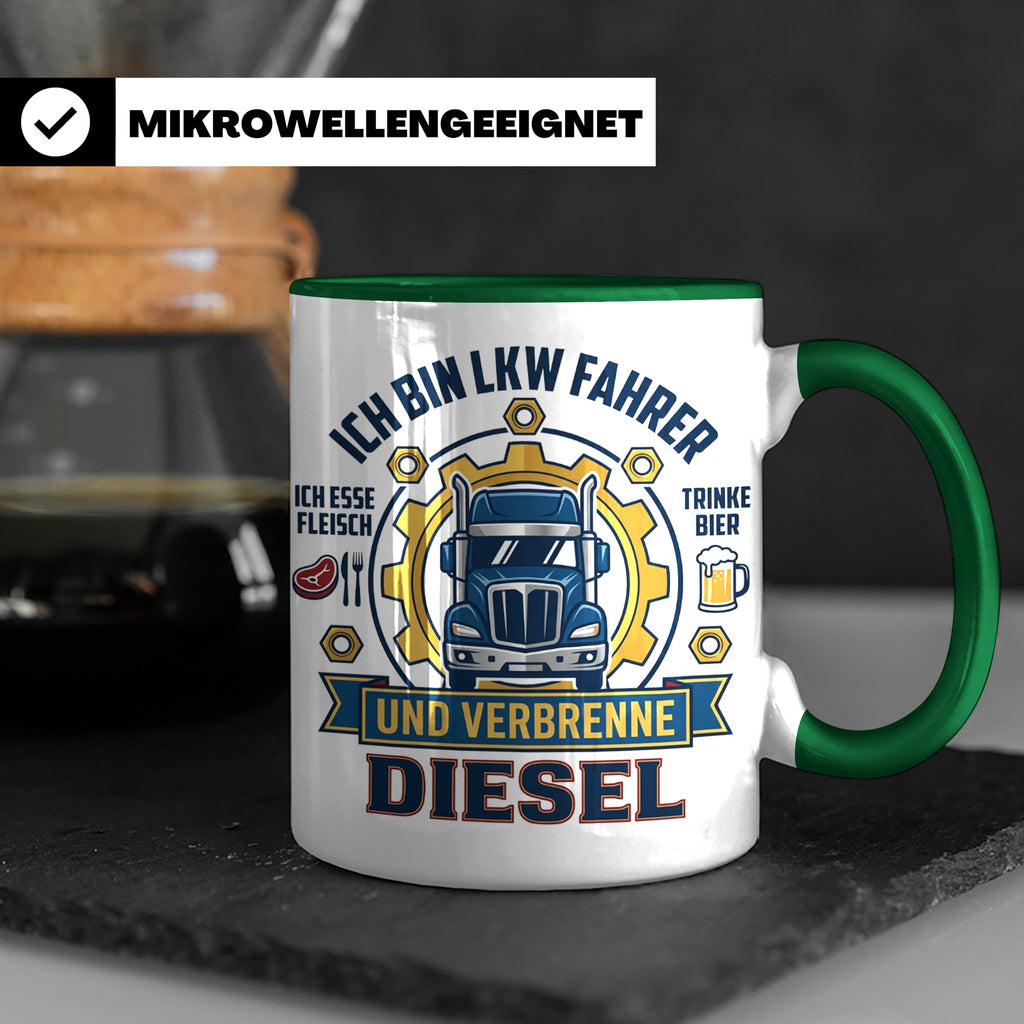 LKW Fahrer Tasse Geschenk für Trucker, Berufskraftfahrer mit – Grün [farbe:grün]