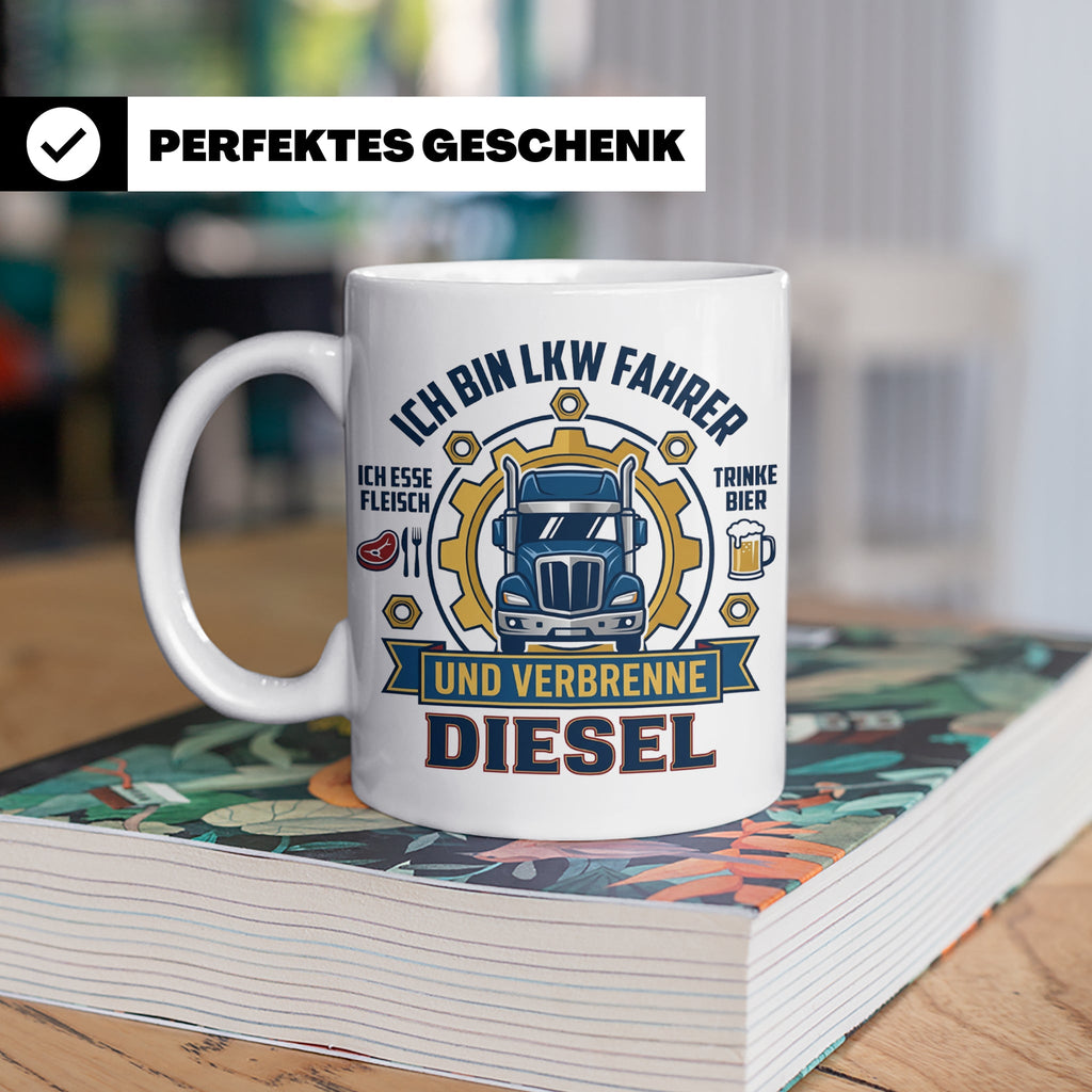 LKW Fahrer Tasse Geschenk für Trucker, Berufskraftfahrer mit – Weiß [farbe:weiß]