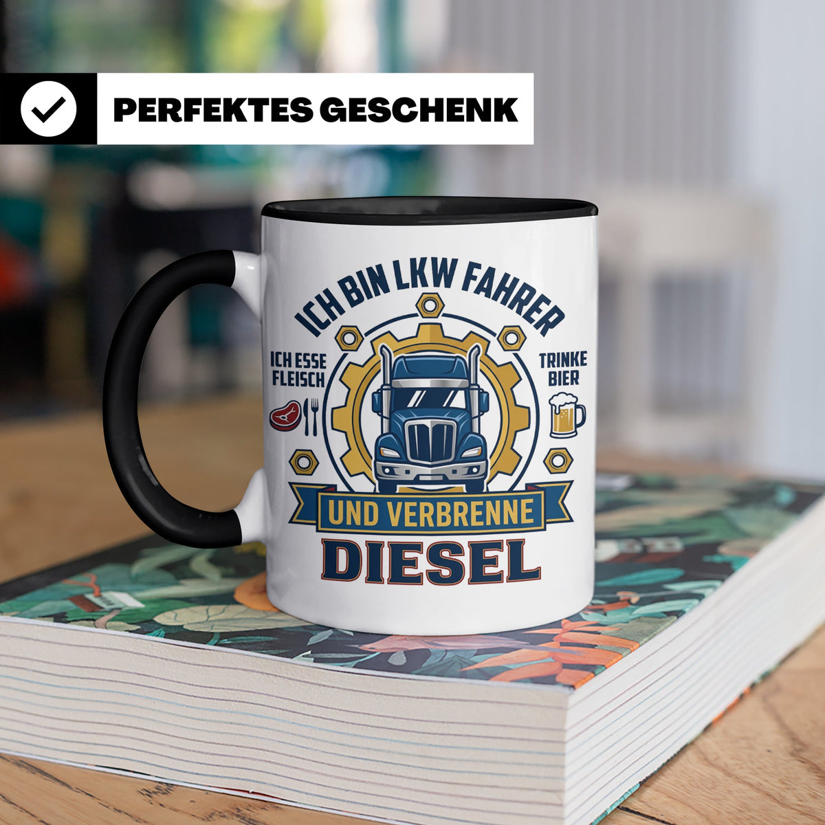 LKW Fahrer Tasse Geschenk für Trucker, Berufskraftfahrer mit – Schwarz [farbe:schwarz]
