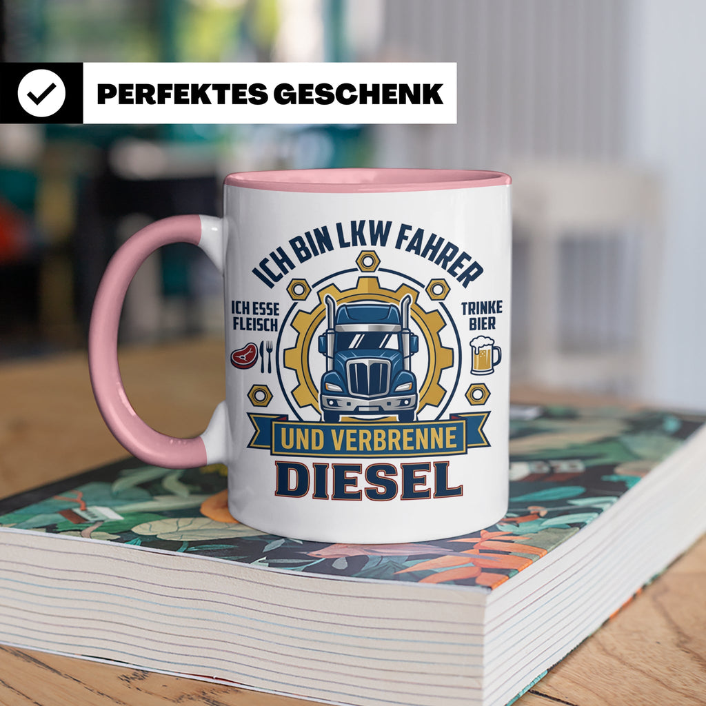 LKW Fahrer Tasse Geschenk für Trucker, Berufskraftfahrer mit – Rosa [farbe:rosa]