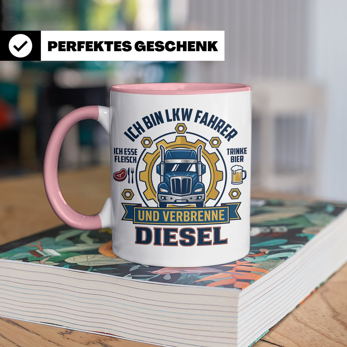 LKW Fahrer Tasse Geschenk für Trucker, Berufskraftfahrer mit – Rosa [farbe:rosa]