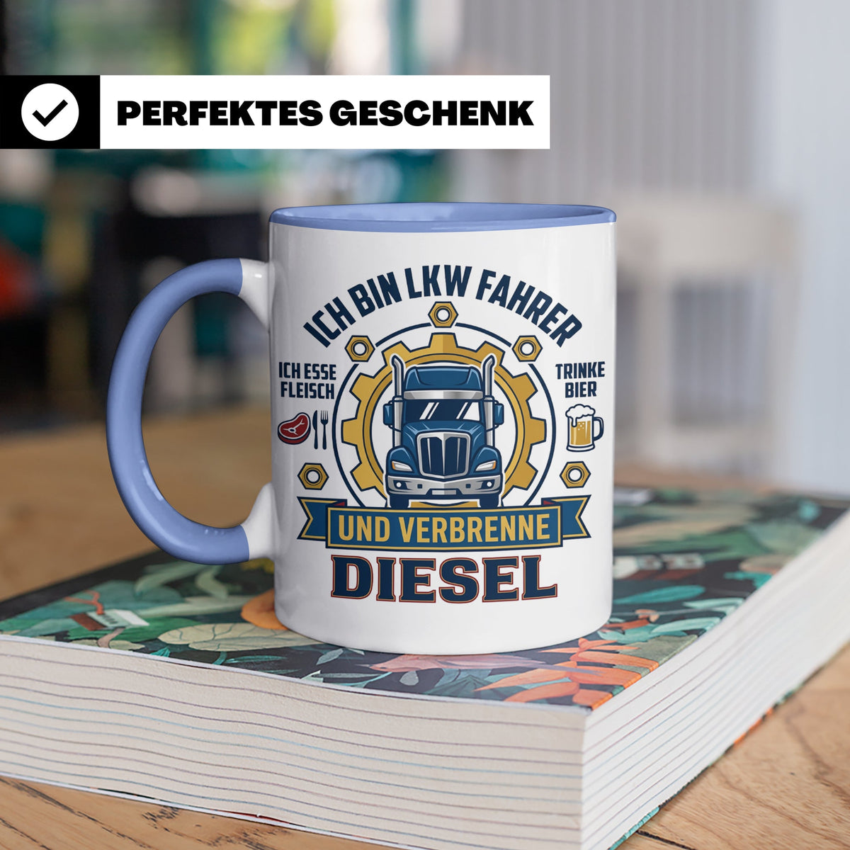 LKW Fahrer Tasse Geschenk für Trucker, Berufskraftfahrer mit – Blau [farbe:blau]