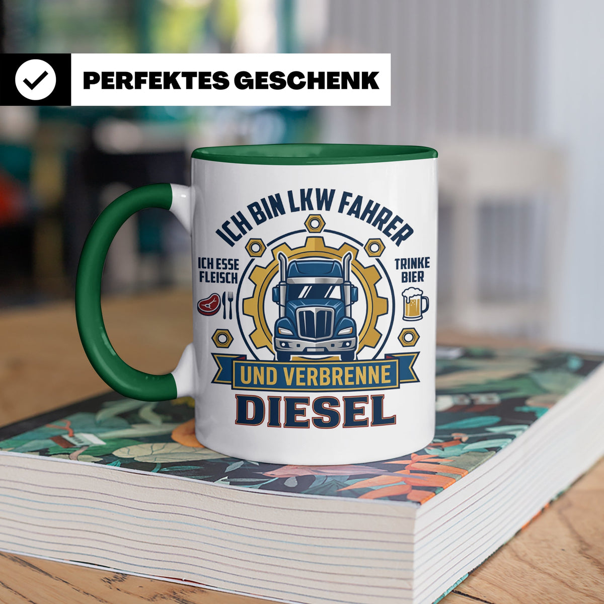 LKW Fahrer Tasse Geschenk für Trucker, Berufskraftfahrer mit – Grün [farbe:grün]