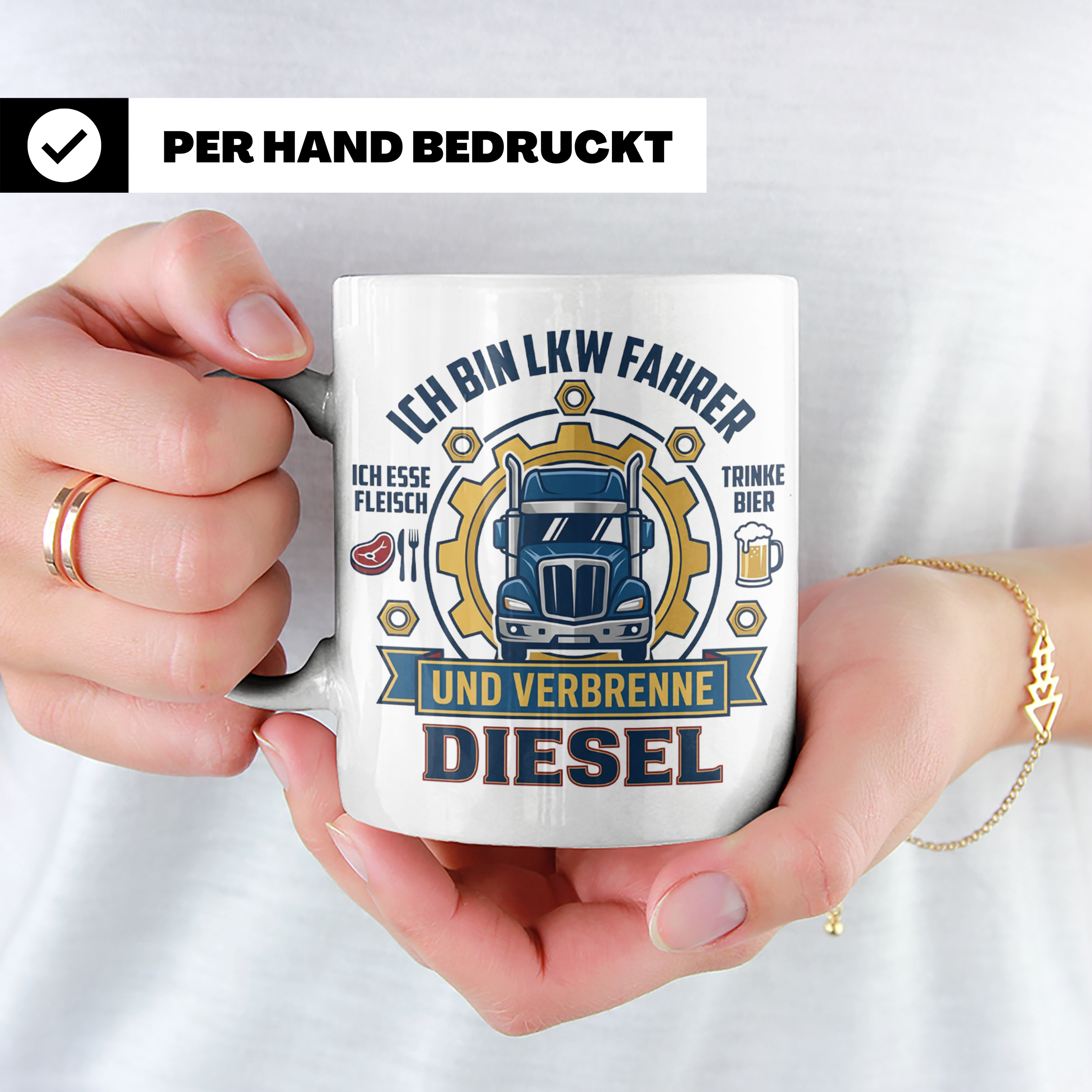 LKW Fahrer Tasse Geschenk für Trucker, Berufskraftfahrer mit – Weiß [farbe:weiß]