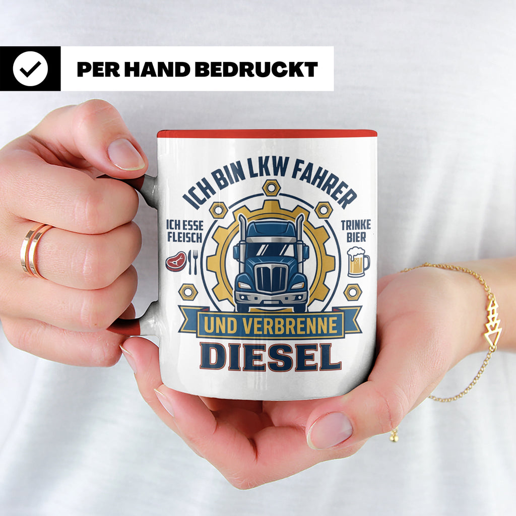 LKW Fahrer Tasse Geschenk für Trucker, Berufskraftfahrer mit – Rot [farbe:rot]