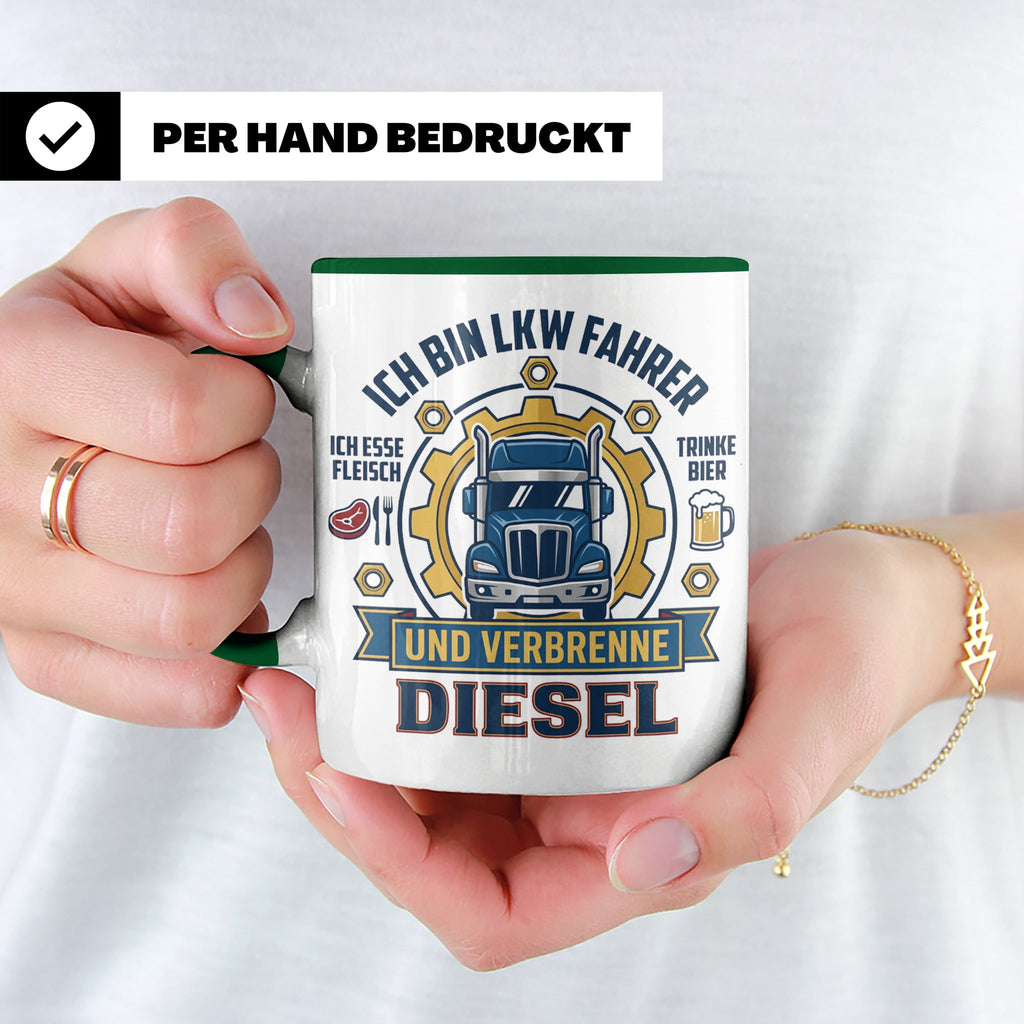LKW Fahrer Tasse Geschenk für Trucker, Berufskraftfahrer mit – Grün [farbe:grün]