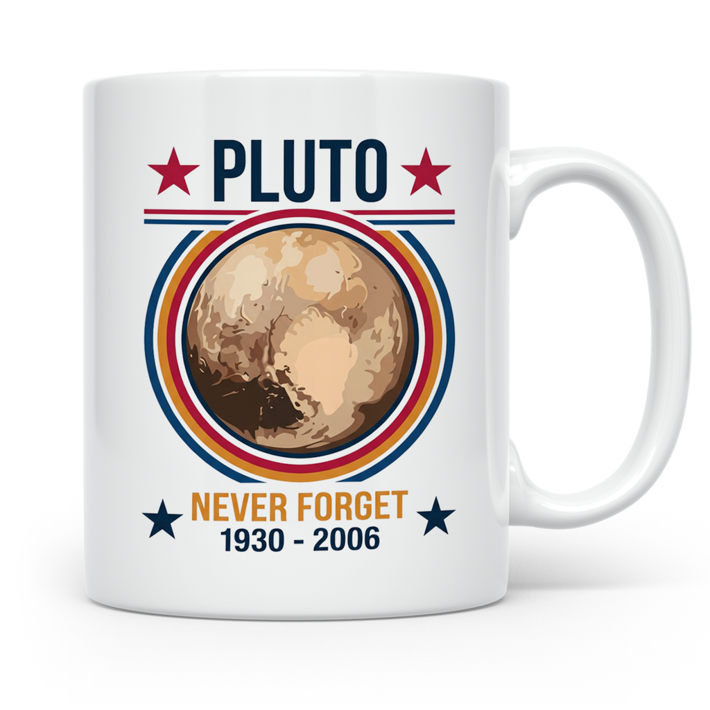 Pluto Tasse Never Forget 1930-2006, lustiger Astronomie Spru – Weiß [farbe:weiß]