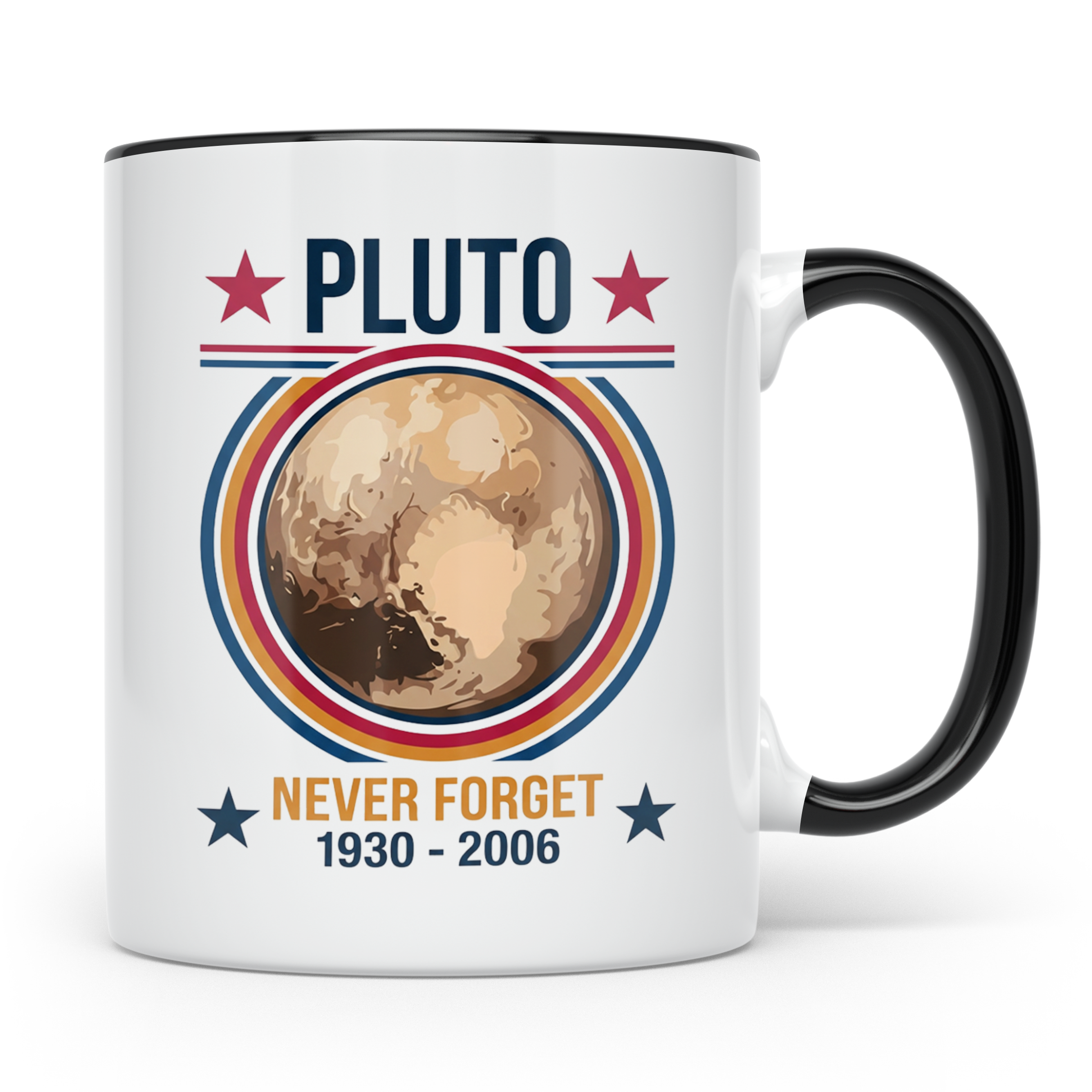 Pluto Tasse Never Forget 1930-2006, lustiger Astronomie Spru – Schwarz [farbe:schwarz]