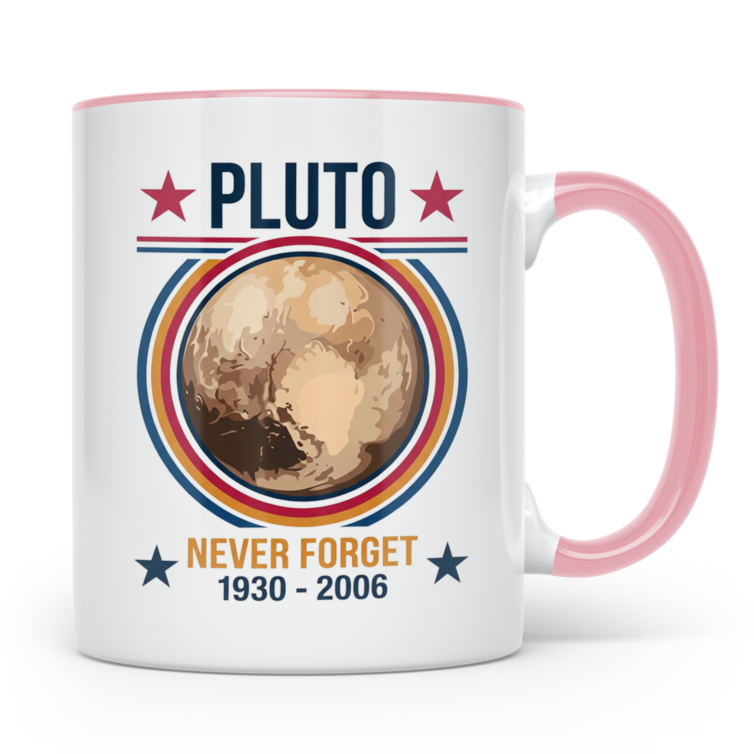Pluto Tasse Never Forget 1930-2006, lustiger Astronomie Spru – Rosa [farbe:rosa]