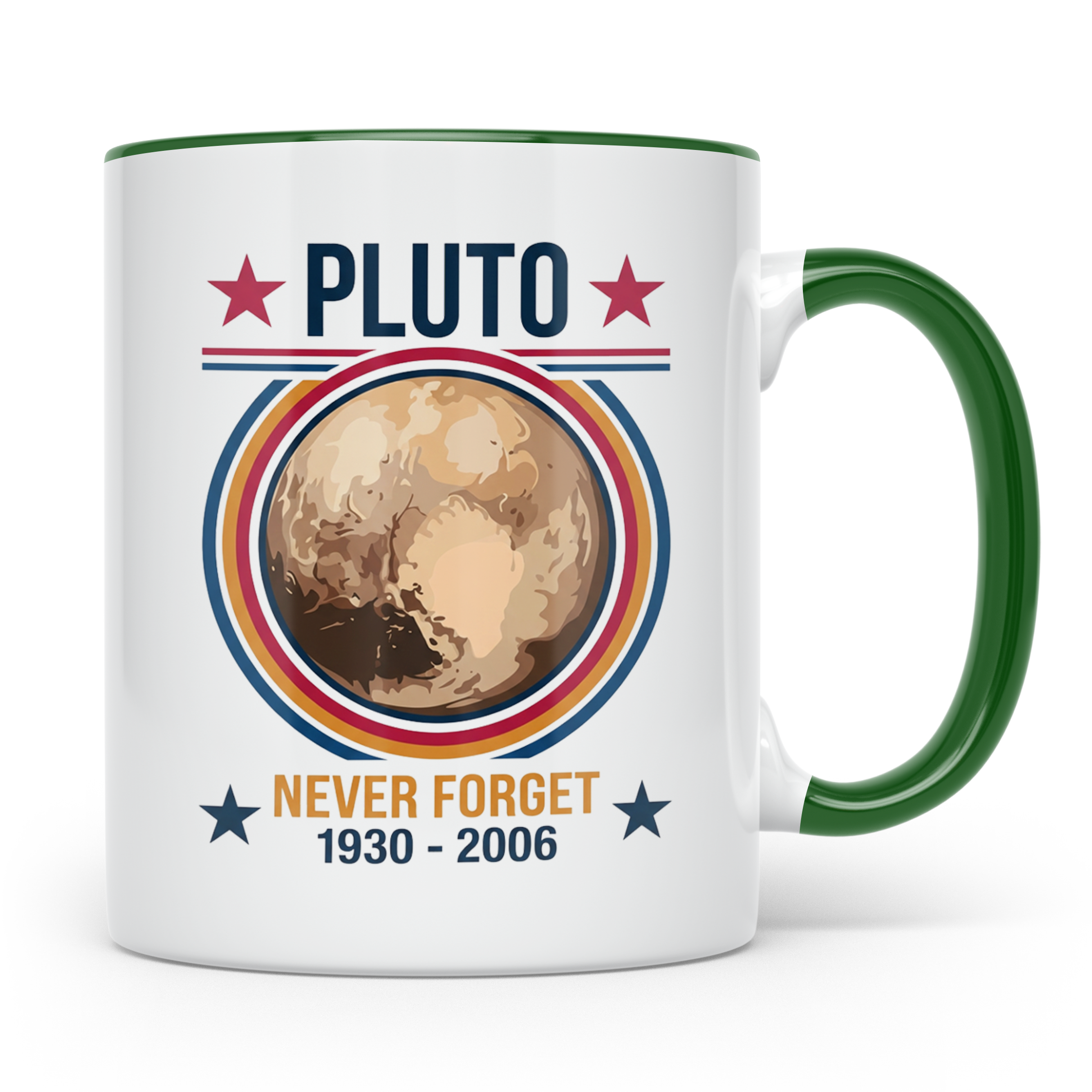 Pluto Tasse Never Forget 1930-2006, lustiger Astronomie Spru – Grün [farbe:grün]