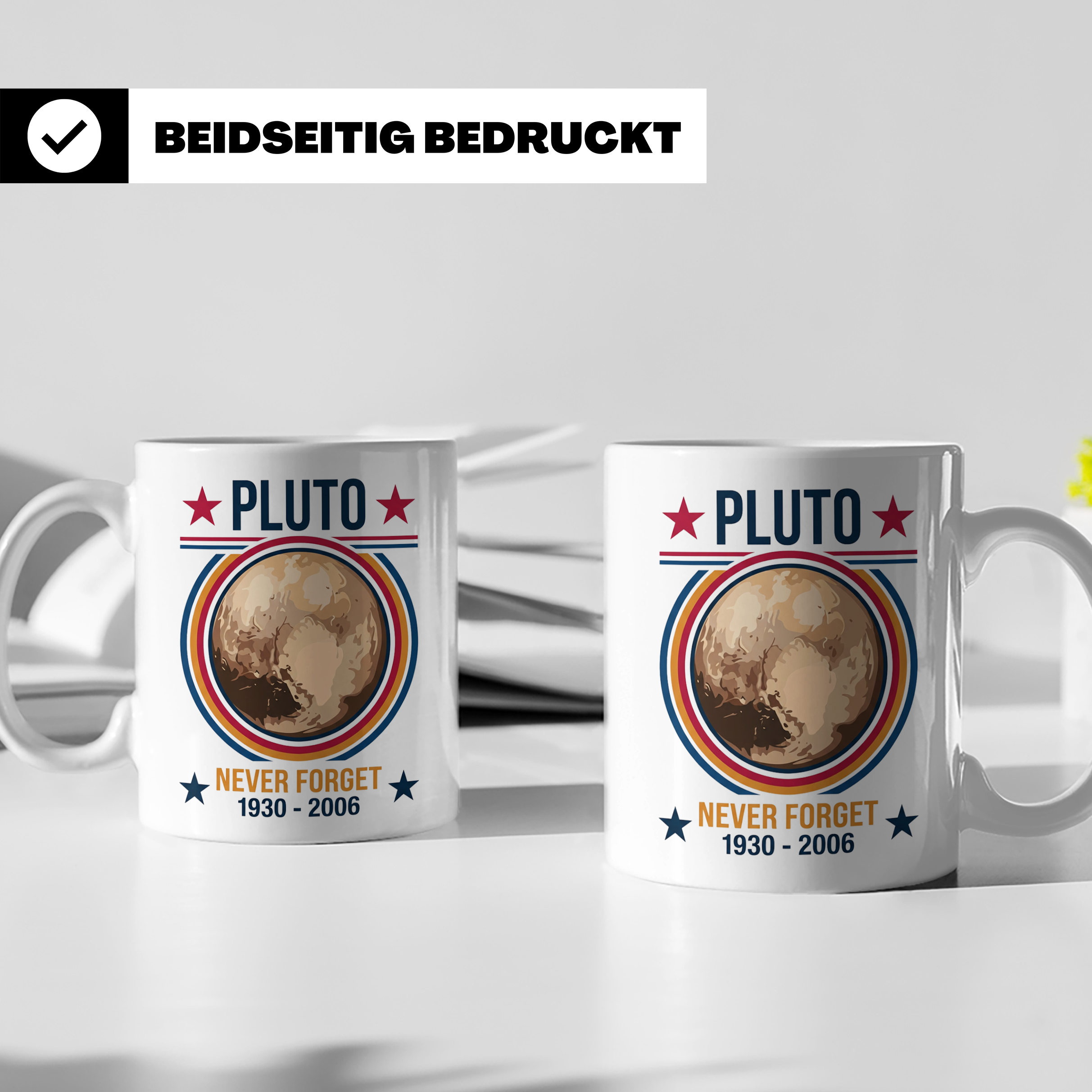 Pluto Tasse Never Forget 1930-2006, lustiger Astronomie Spru – Weiß [farbe:weiß]