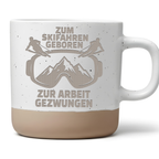 Tasse Zum Skifahren Geboren Zur Arbeit Gezwungen Kaffeetasse Lustiges  – Bild 1