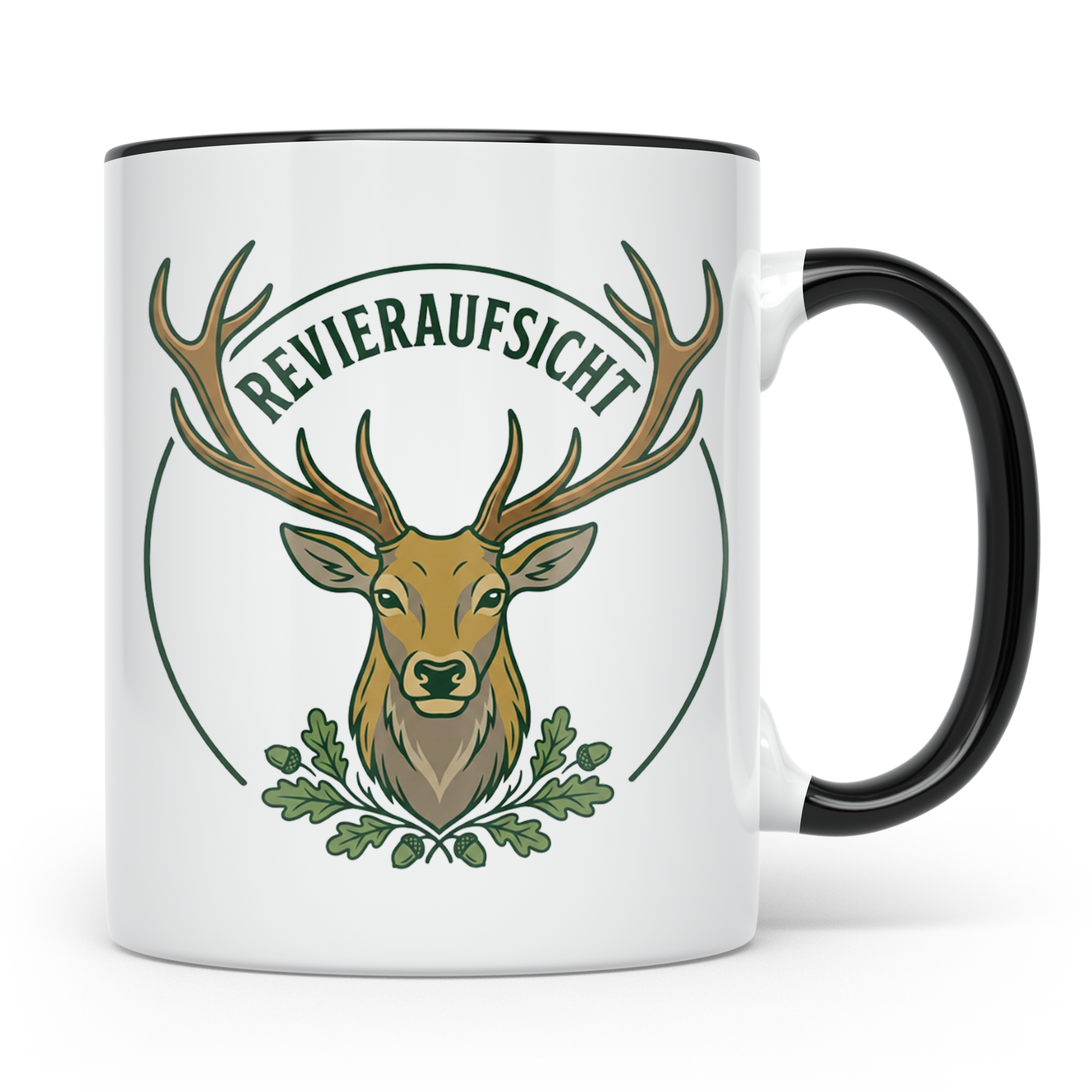Revieraufsicht Tasse mit Hirsch als Geschenk für Jäger, Jagd – Schwarz [farbe:schwarz]