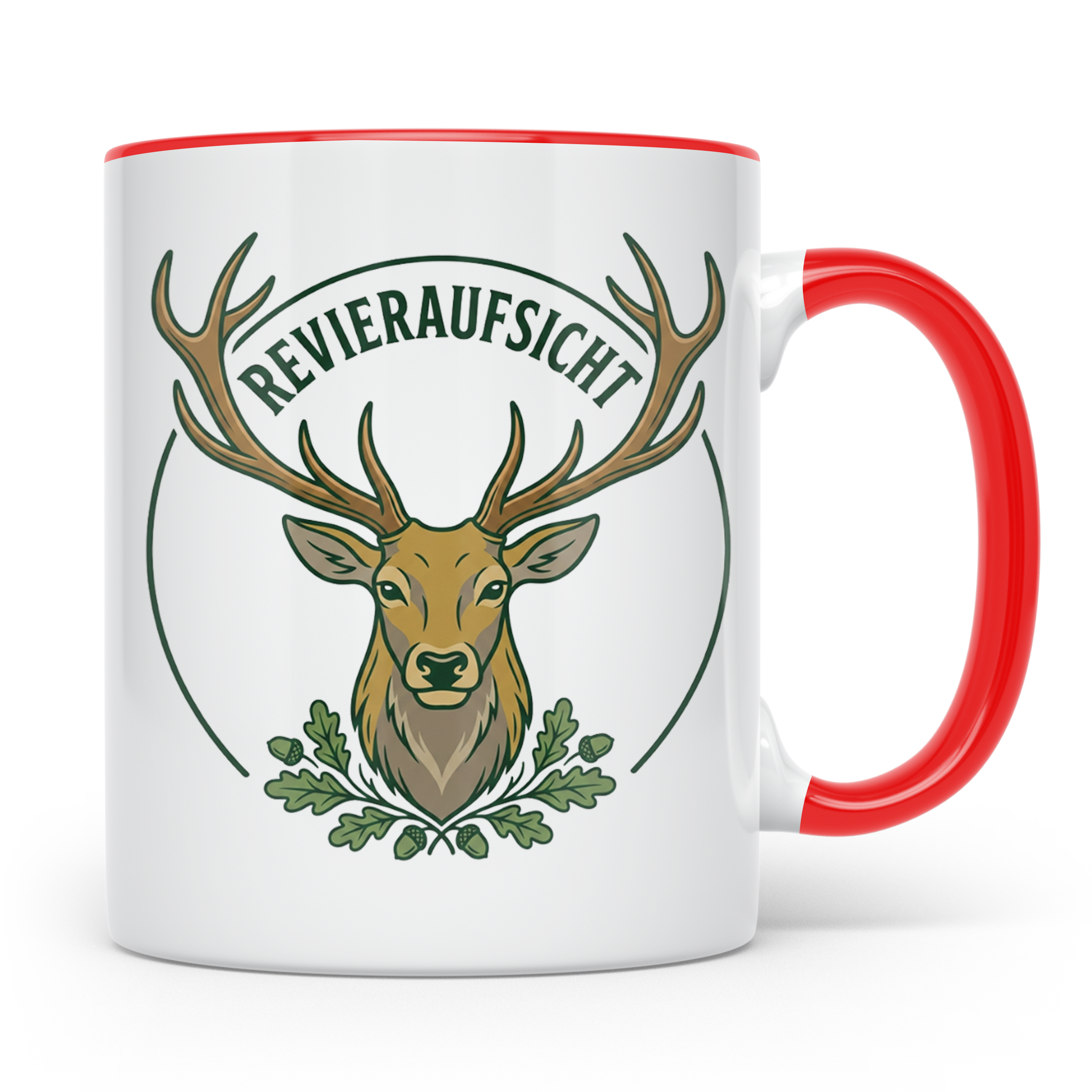Revieraufsicht Tasse mit Hirsch als Geschenk für Jäger, Jagd – Rot [farbe:rot]