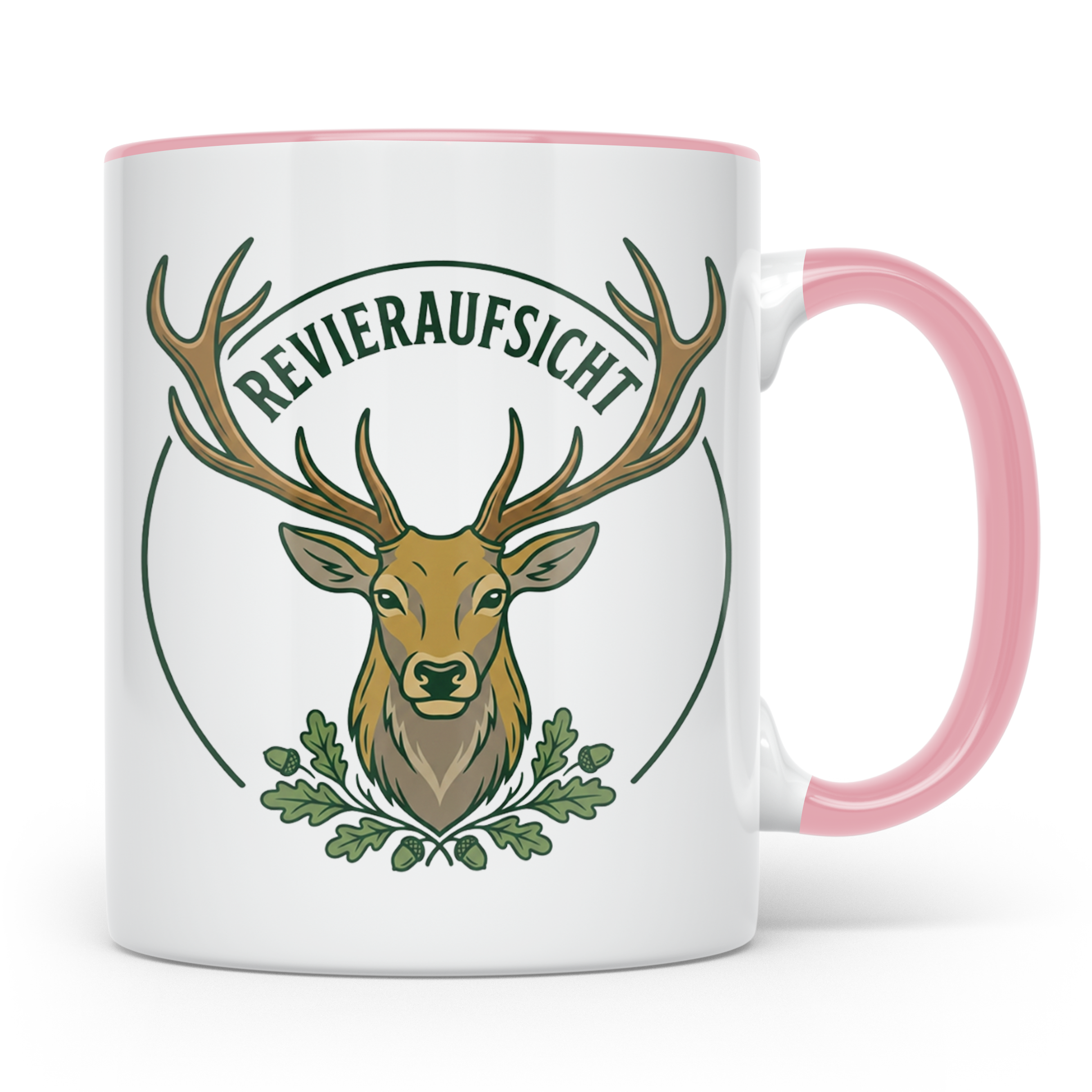 Revieraufsicht Tasse mit Hirsch als Geschenk für Jäger, Jagd – Rosa [farbe:rosa]