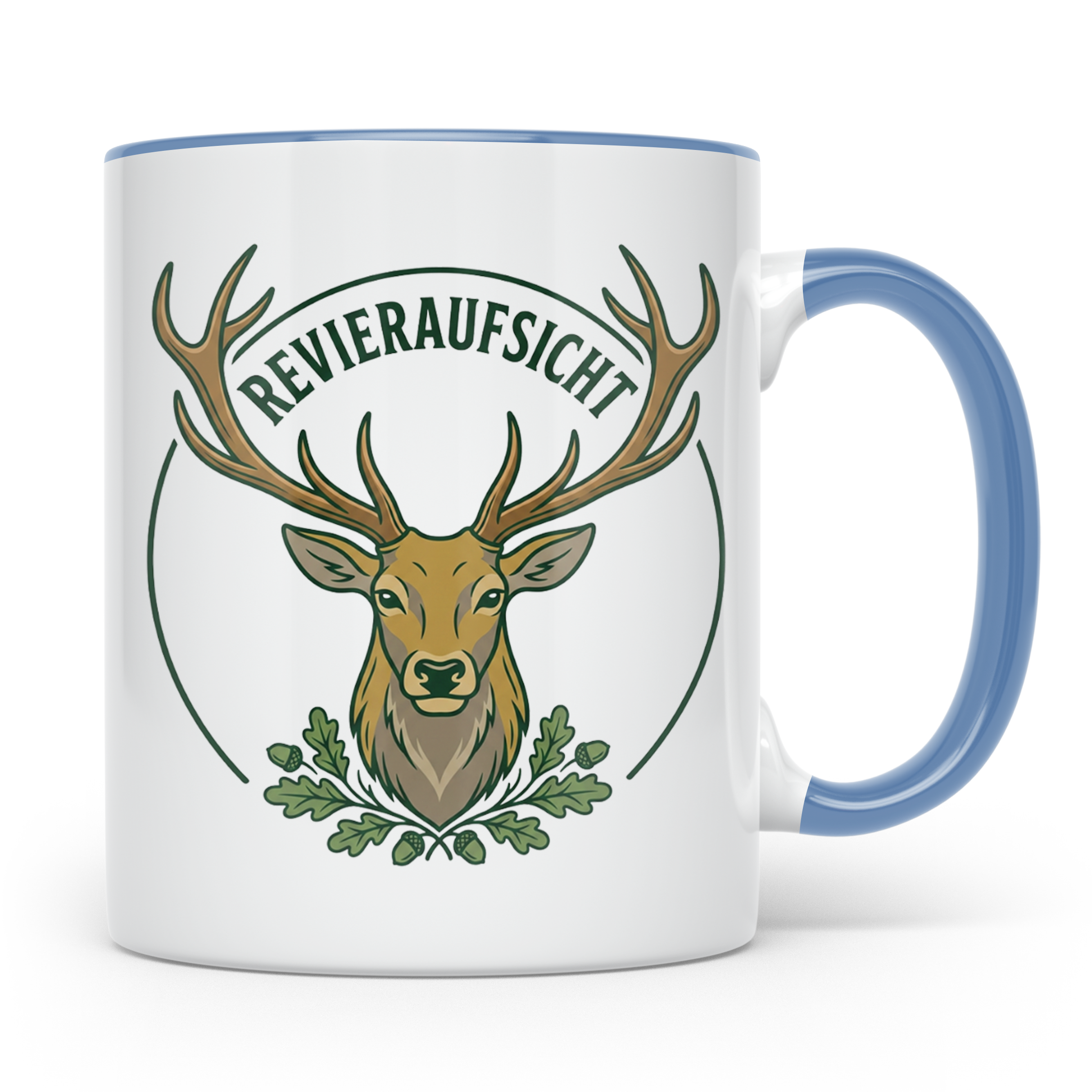 Revieraufsicht Tasse mit Hirsch als Geschenk für Jäger, Jagd – Blau [farbe:blau]