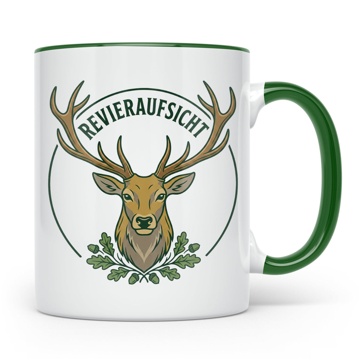 Revieraufsicht Tasse mit Hirsch als Geschenk für Jäger, Jagd – Grün [farbe:grün]