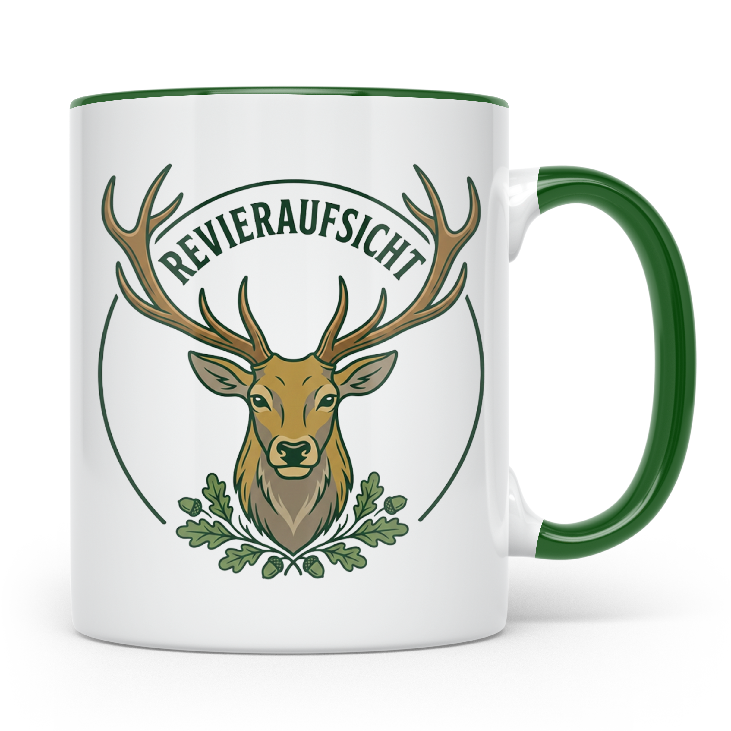 Revieraufsicht Tasse mit Hirsch als Geschenk für Jäger, Jagd – Grün [farbe:grün]