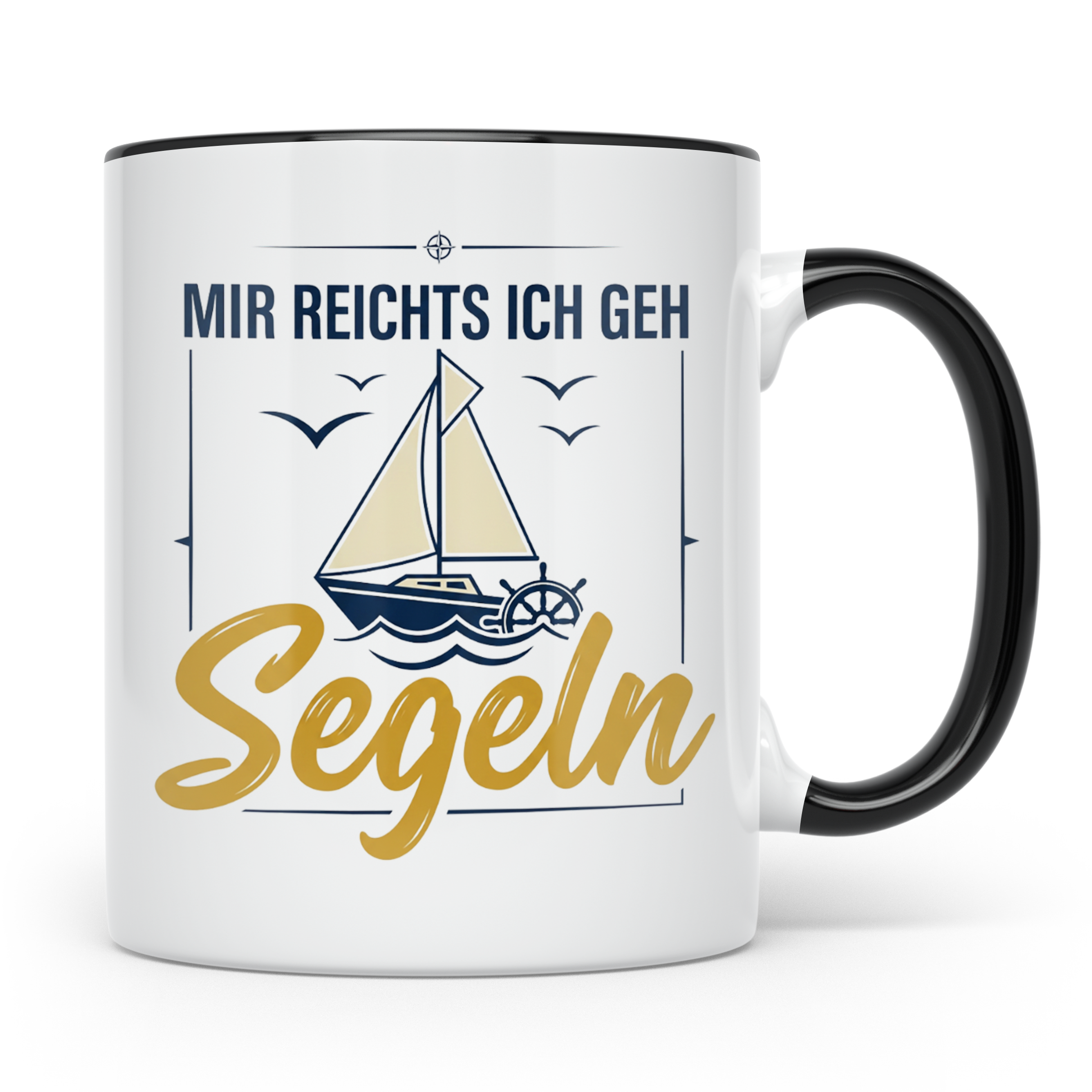 Segeln Tasse mit Spruch Mir reichts ich geh Segeln | Maritim – Schwarz [farbe:schwarz]