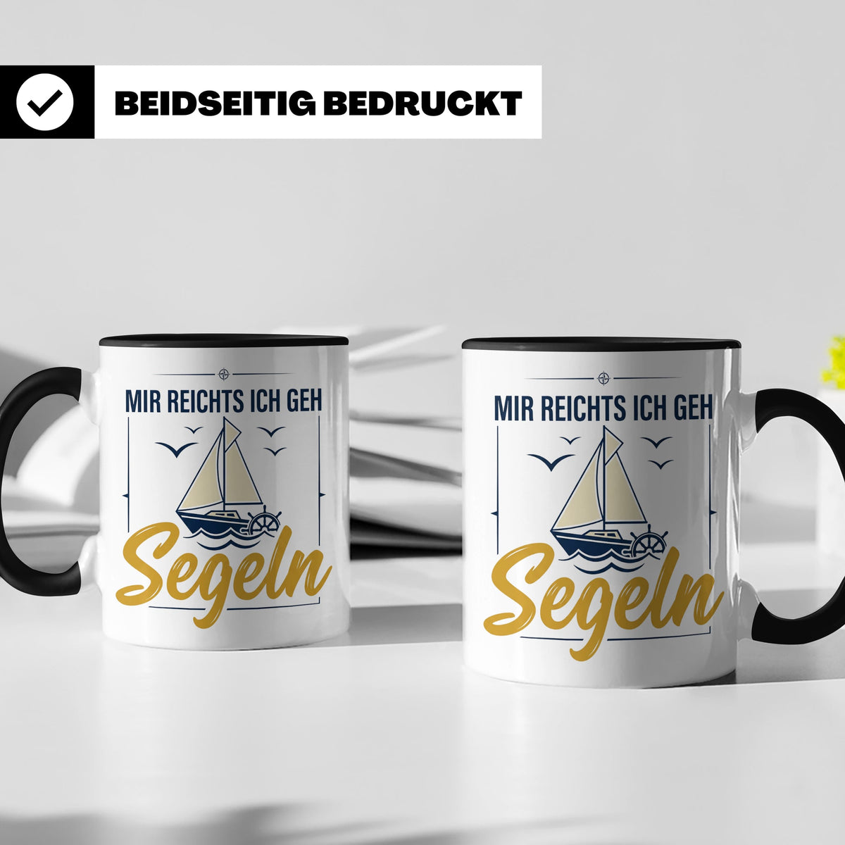 Segeln Tasse mit Spruch Mir reichts ich geh Segeln | Maritim – Schwarz [farbe:schwarz]