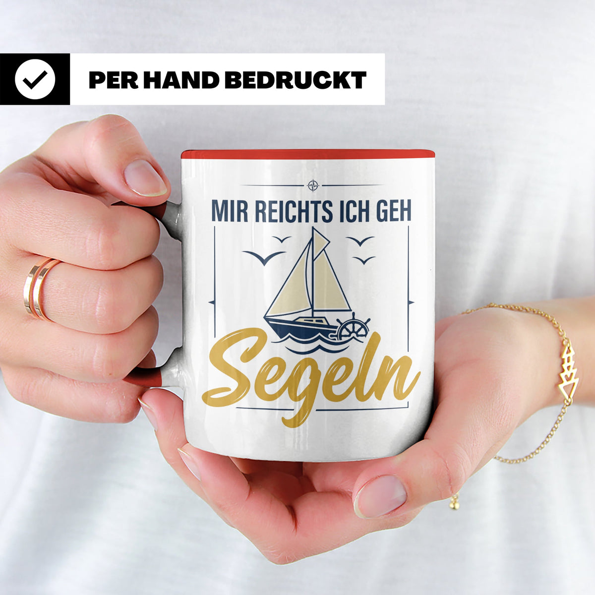 Segeln Tasse mit Spruch Mir reichts ich geh Segeln | Maritim – Rot [farbe:rot]