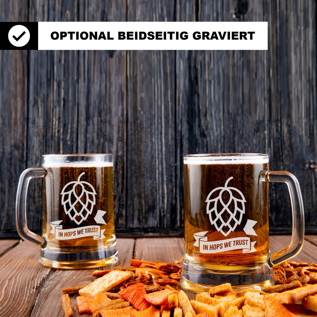 In Hops We Trust Bierkrug Craft Beer Hopfen Design Bierglas Geschenk für Bierliebhaber