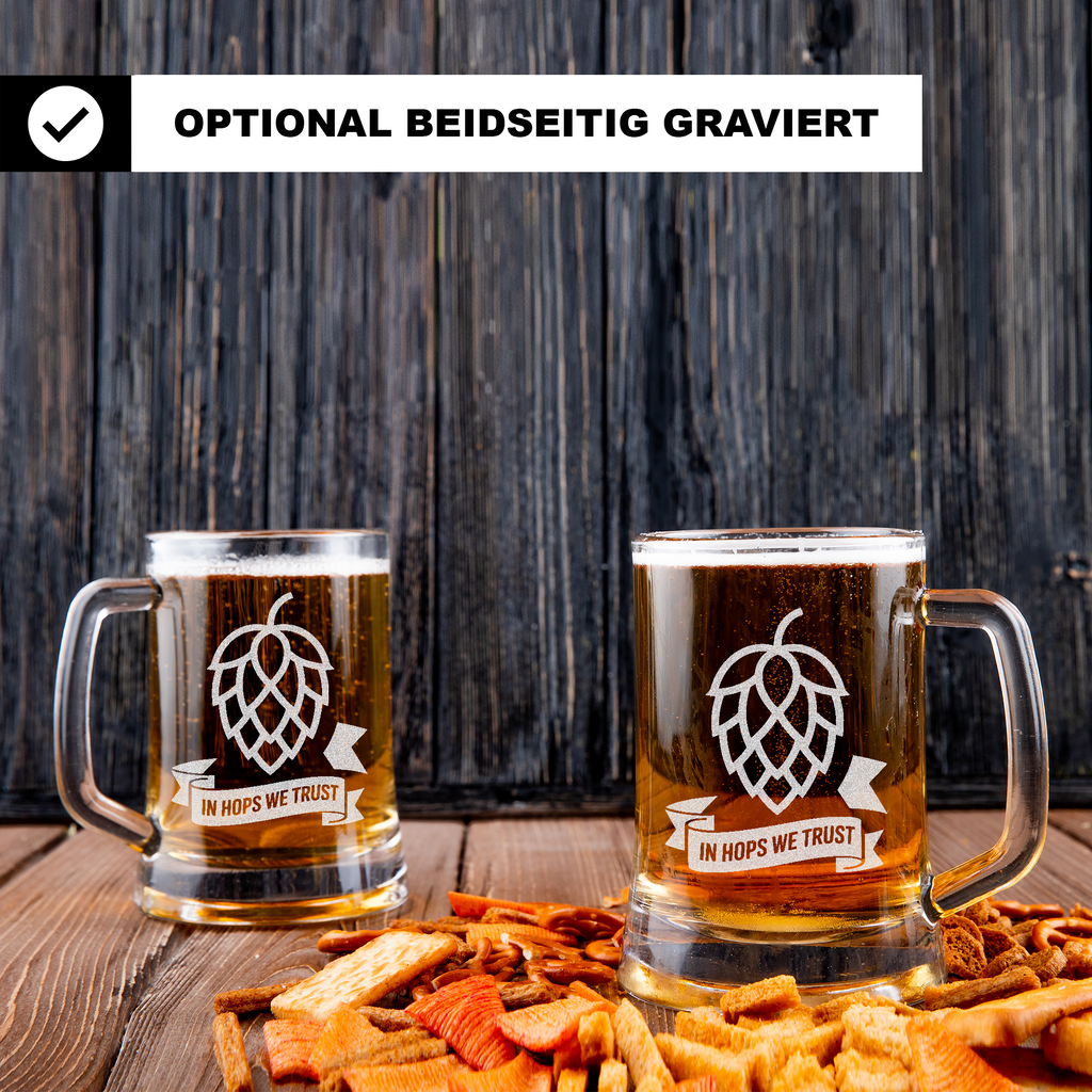 In Hops We Trust Bierkrug Craft Beer Hopfen Design Bierglas Geschenk für Bierliebhaber