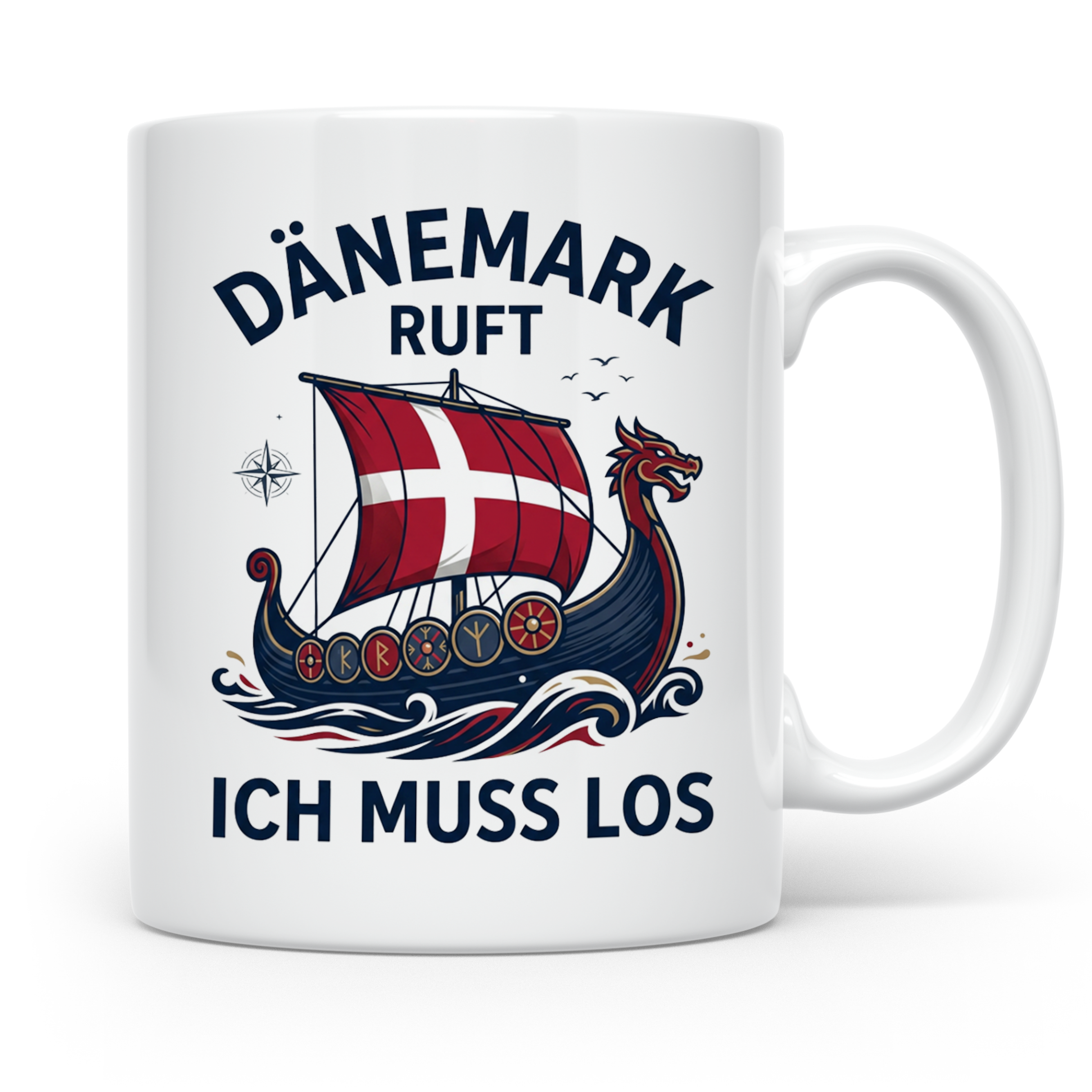 Dänemark Tasse Wikinger Schiff Spruch Dänemark ruft ich muss – Weiß [farbe:weiß]